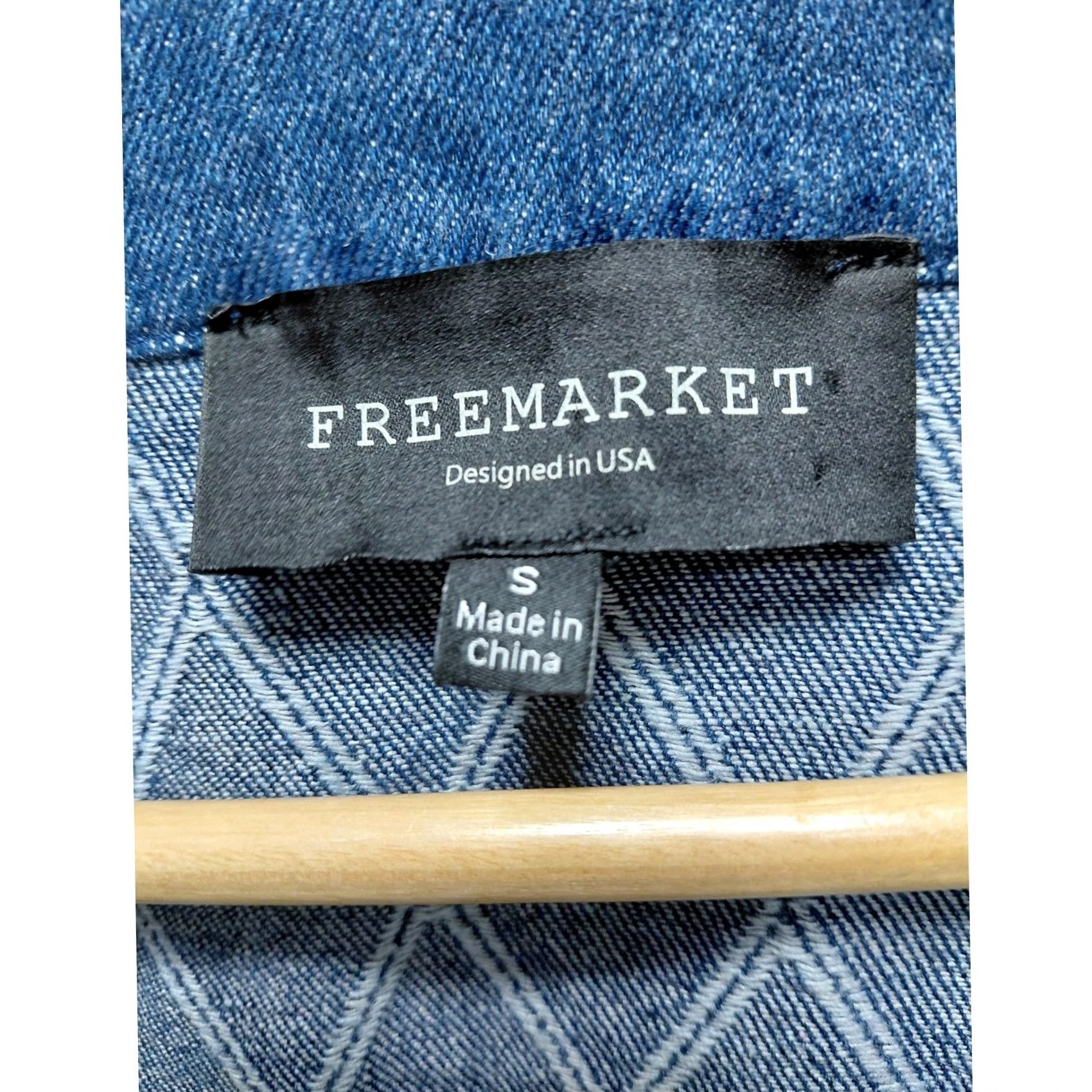 Vintage FREEMARKET Jacket Blue Solid Denim 100% Cotton Zip Button Hip Length S Womens Size S / US 4 / IT 40 - 4 Thumbnail