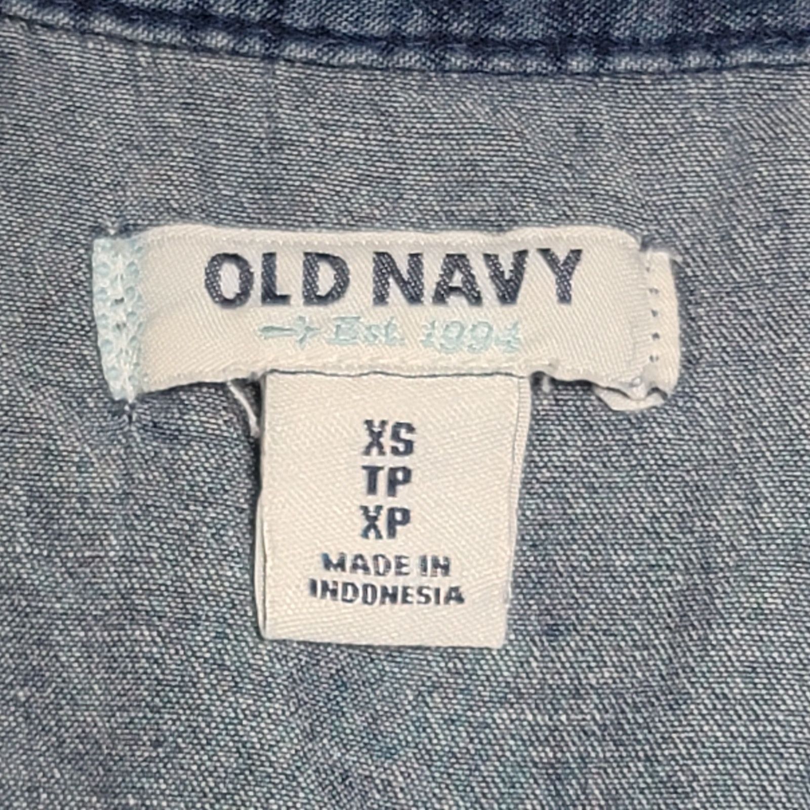 Old Navy Old Navy Denim Sleeveless Pointed Collar Mini Shirt Dress XS Size XS / US 0-2 / IT 36-38 - 6 Thumbnail