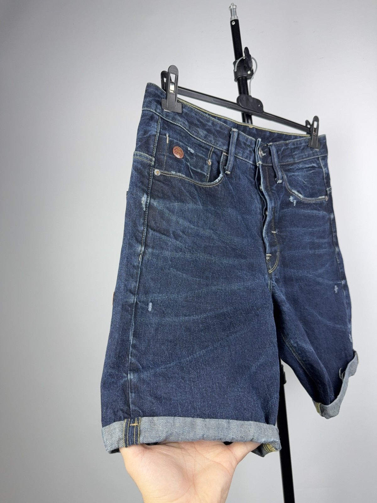 G-Star Vintage Retro 00s Y2K G-Star Raw Denim Shorts Dark Wash Size US 31 - 2 Thumbnail