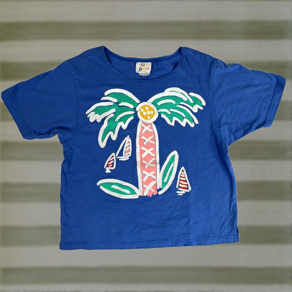4SDESIGNS VINTAGE Ken Done for B.J. Designs T-Shirt Women’s Sz M Blue 80s Cotton Short Sleeve Made in USA Size M / US 6-8 / IT 42-44 - 1 Thumbnail