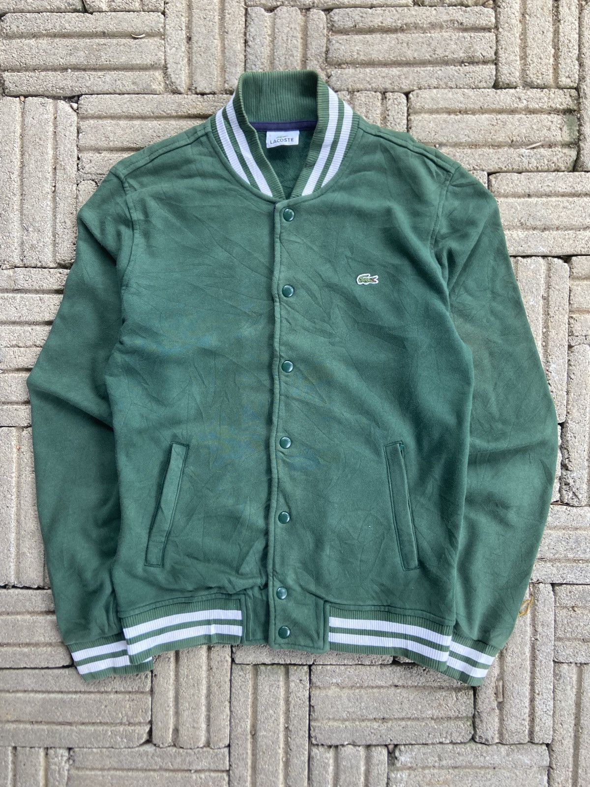 Lacoste Lacoste varsity jacket with white striped ribbed trims Size US M / EU 48-50 / 2 - 1 Thumbnail