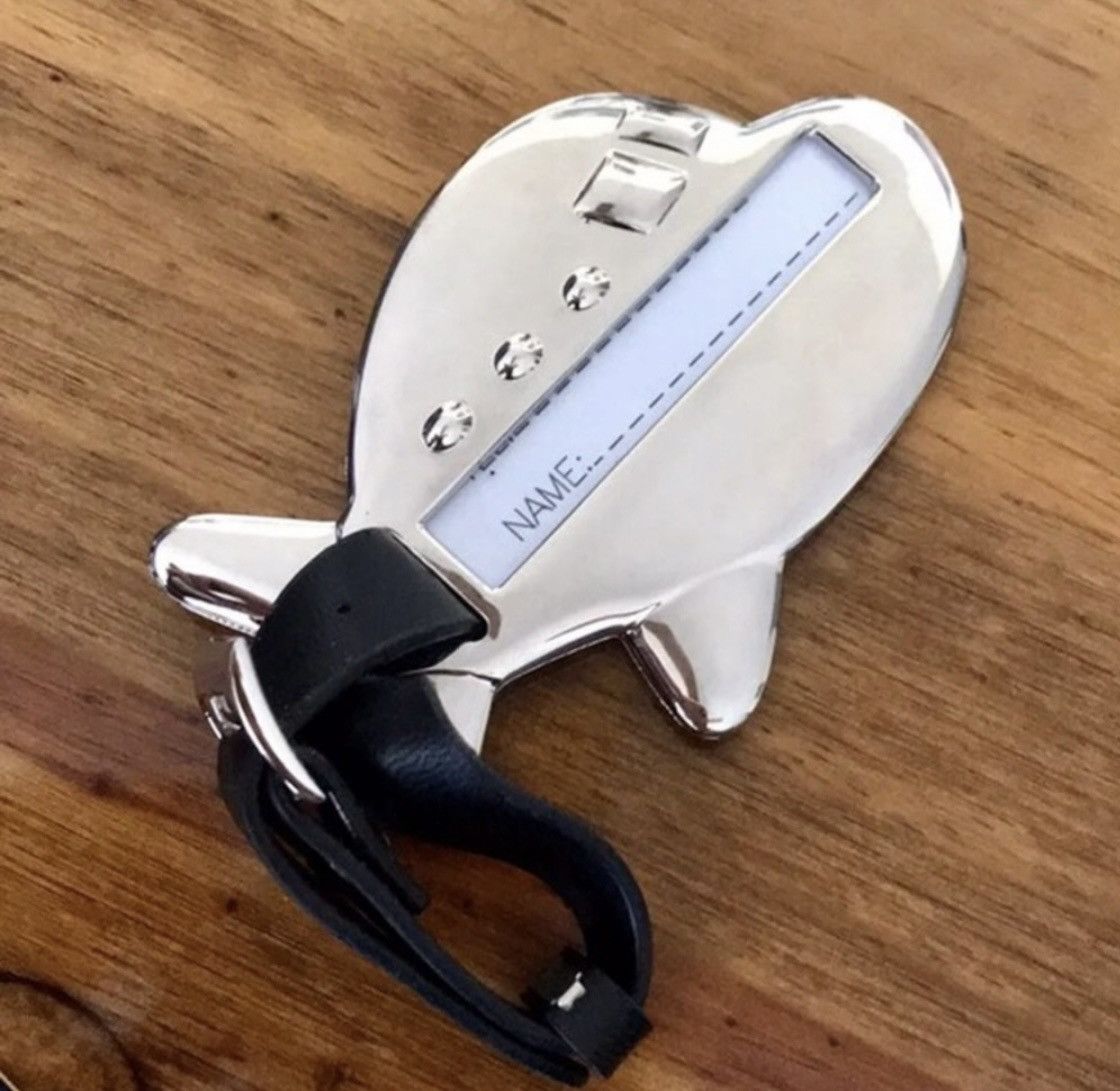 Vintage VINTAGE SILVER AIRPLANE LUGGAGE TAG WITH LEATHER STRAP Size ONE SIZE - 3 Thumbnail