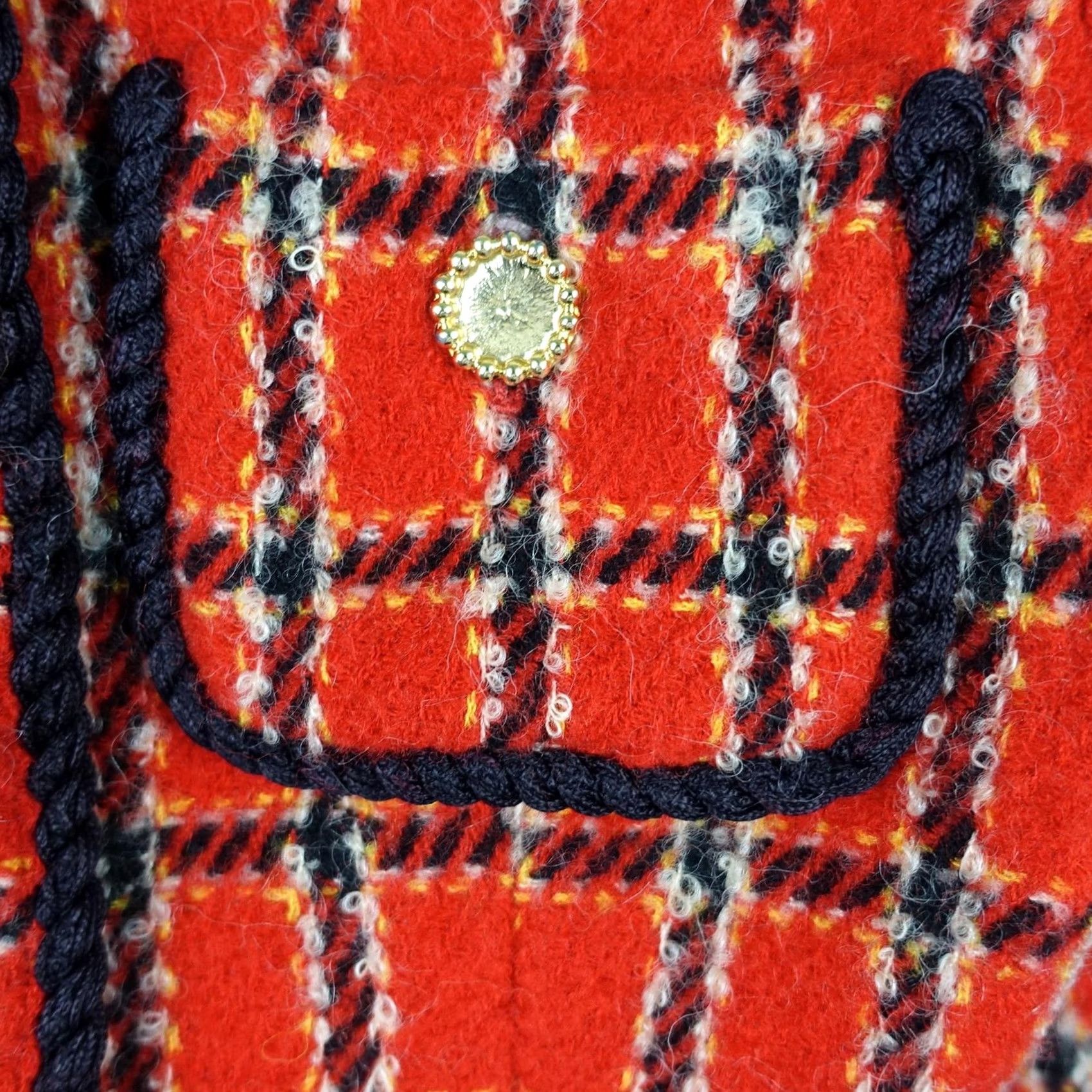 Evan Picone VINTAGE Evan Picone Jacket Womens 6 Red Plaid Wool Tweed Collarless Short Coat/Blazer USA Size M / US 6-8 / IT 42-44 - 2 Thumbnail