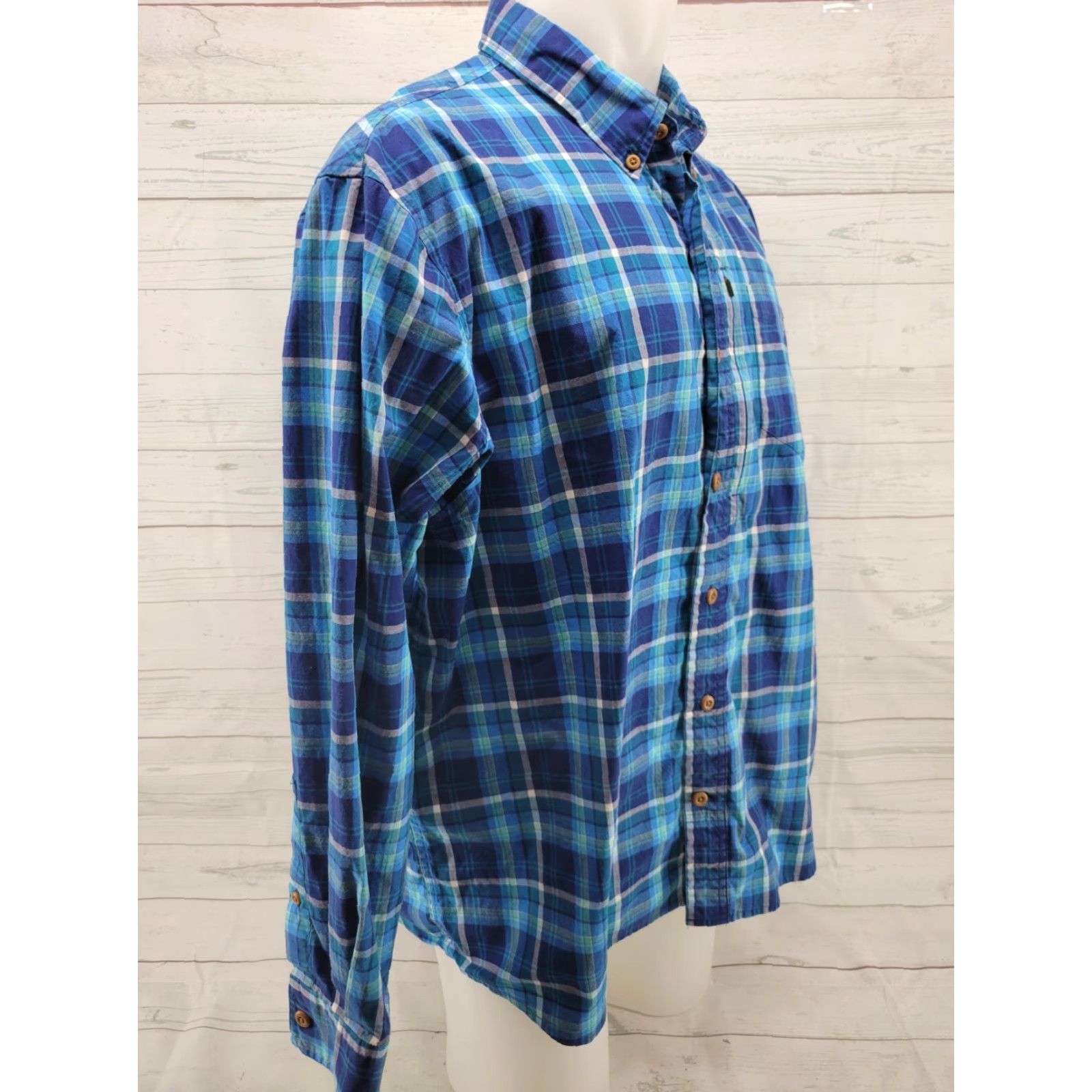 Duluth Trading Company Duluth XL Blue Plaid Shirt Long Sleeve Cotton Blend Button-Up Shirt Men Size US XL / EU 56 / 4 - 4 Thumbnail