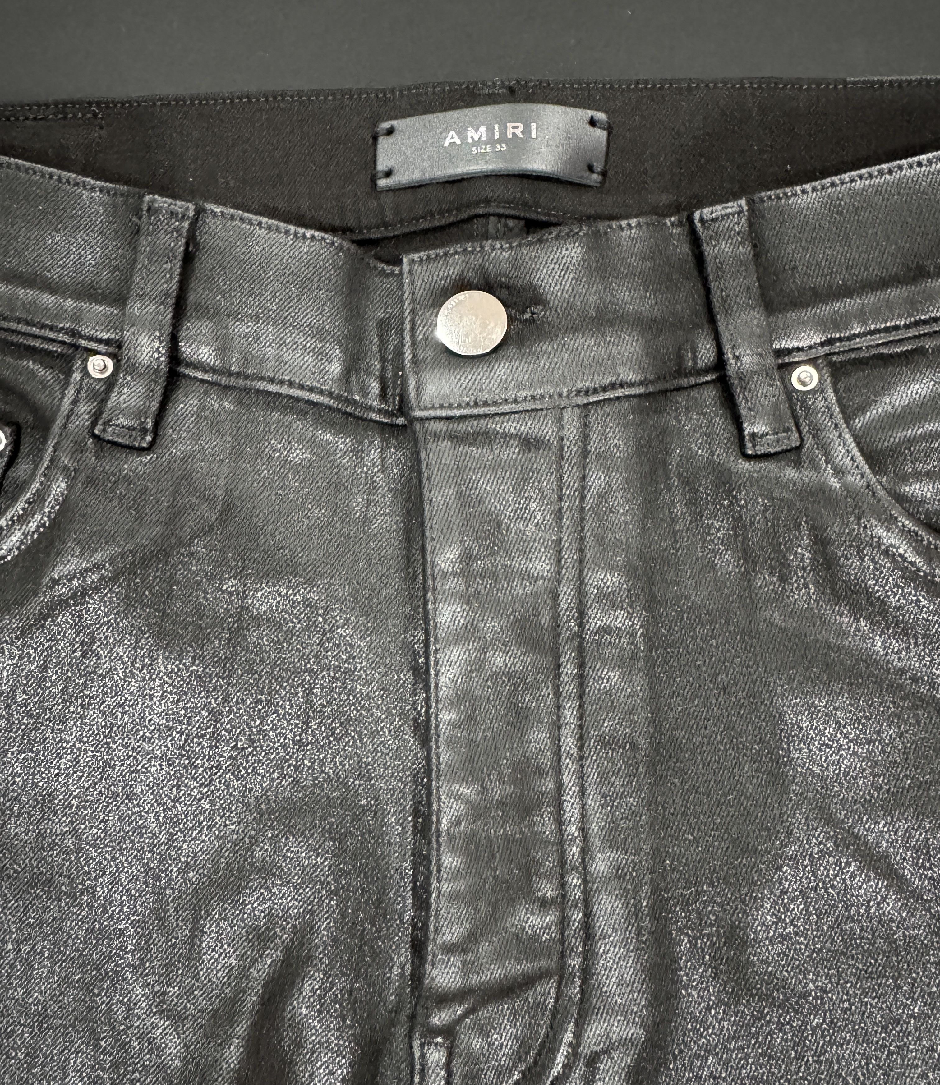 Amiri AMIRI WAXED BLACK JEANS SIZE 33 Size US 33 - 2 Thumbnail