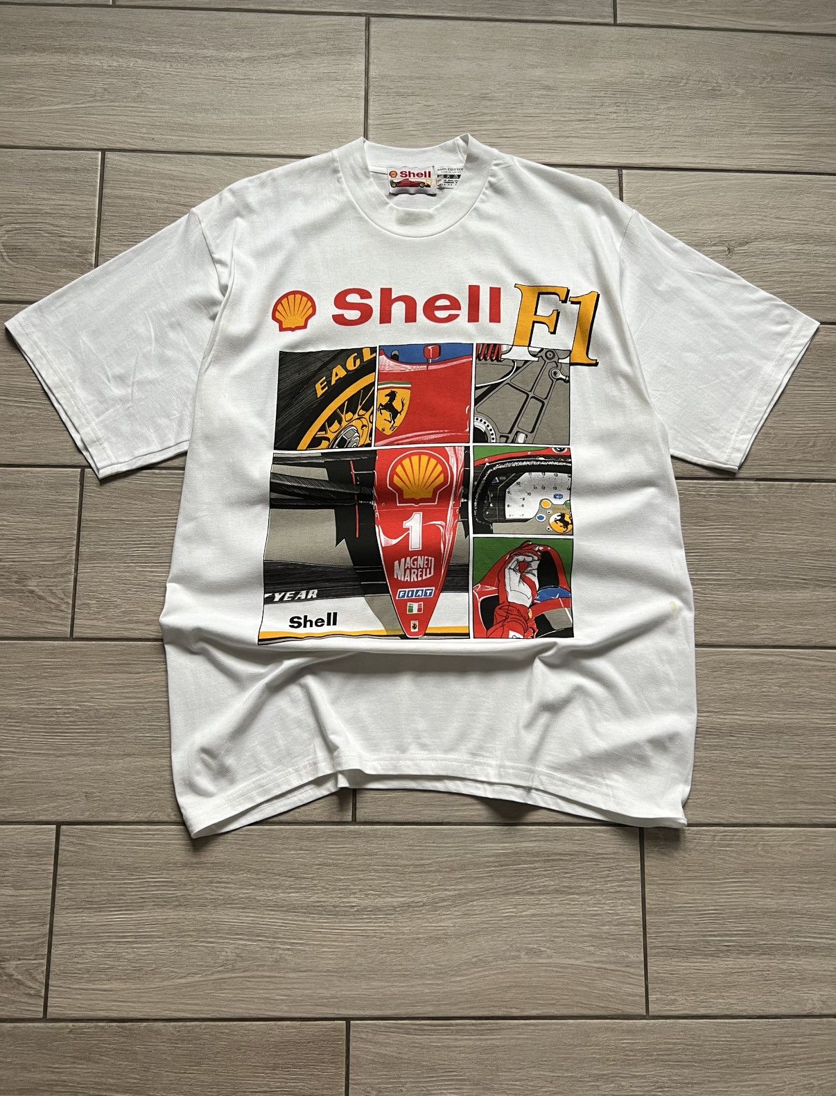 Ferrari Y2K Ferrari Shell Formula 1 Racing White t-shirt Tee Size US L / EU 52-54 / 3 - 4 Thumbnail