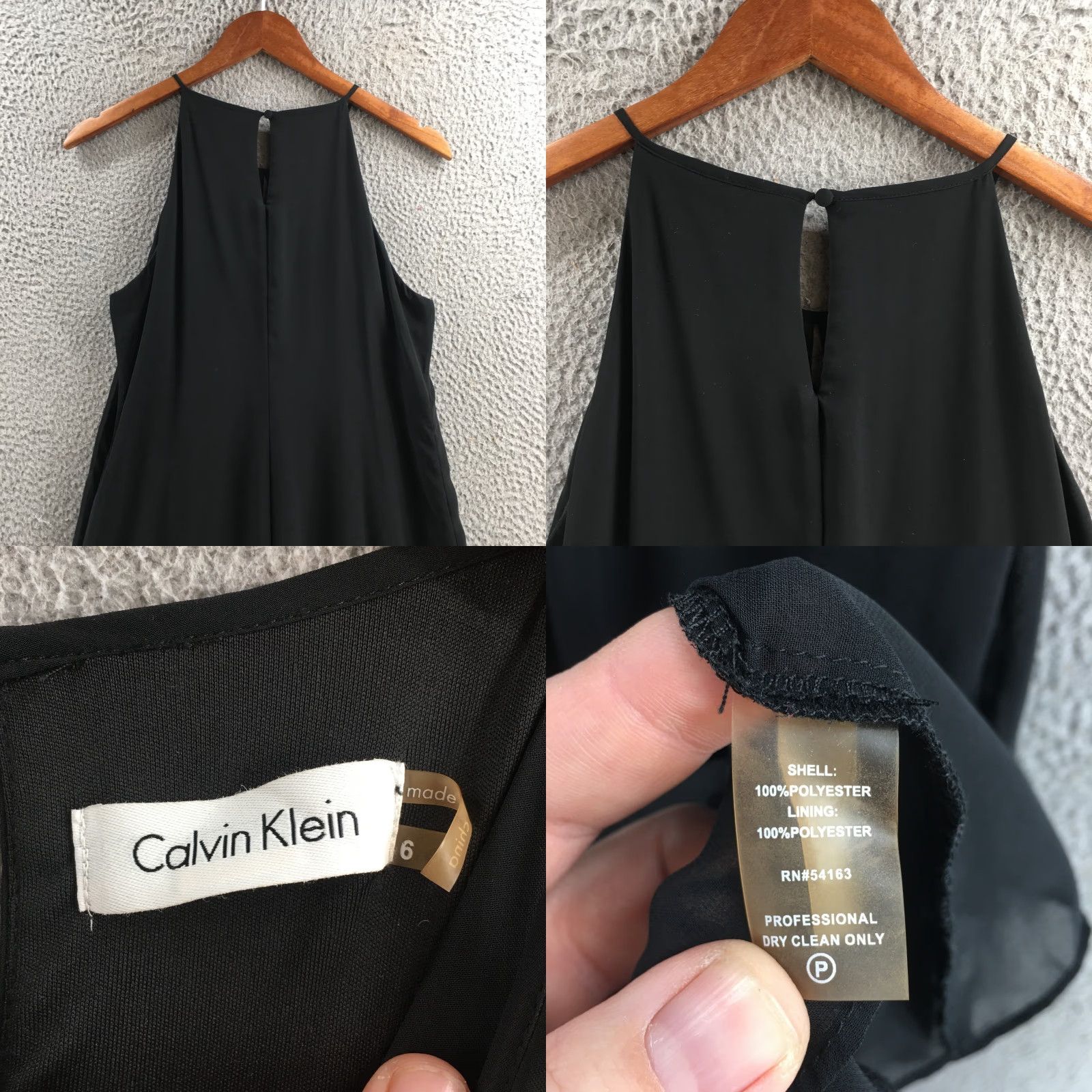 Calvin Klein Calvin Klein Tiered Halter Dress Womens 6 Black Polyester Sleeveless Casual Size M / US 6-8 / IT 42-44 - 8 Thumbnail