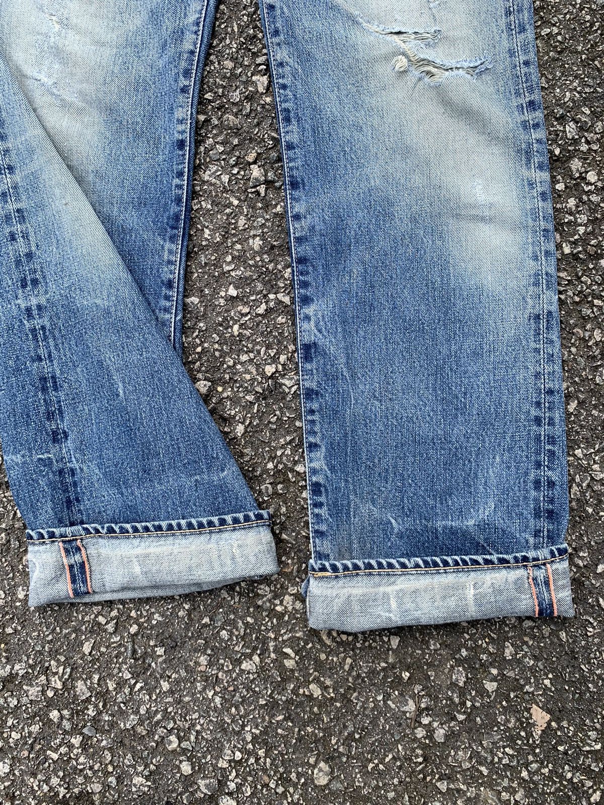 Jean × OMNIGOD × Vintage OMNIGOD JAPANESE BUTTON FLY SELVEDGE DISTRESSED DENIM🎌 Size US 28 / EU 44 - 6 Thumbnail