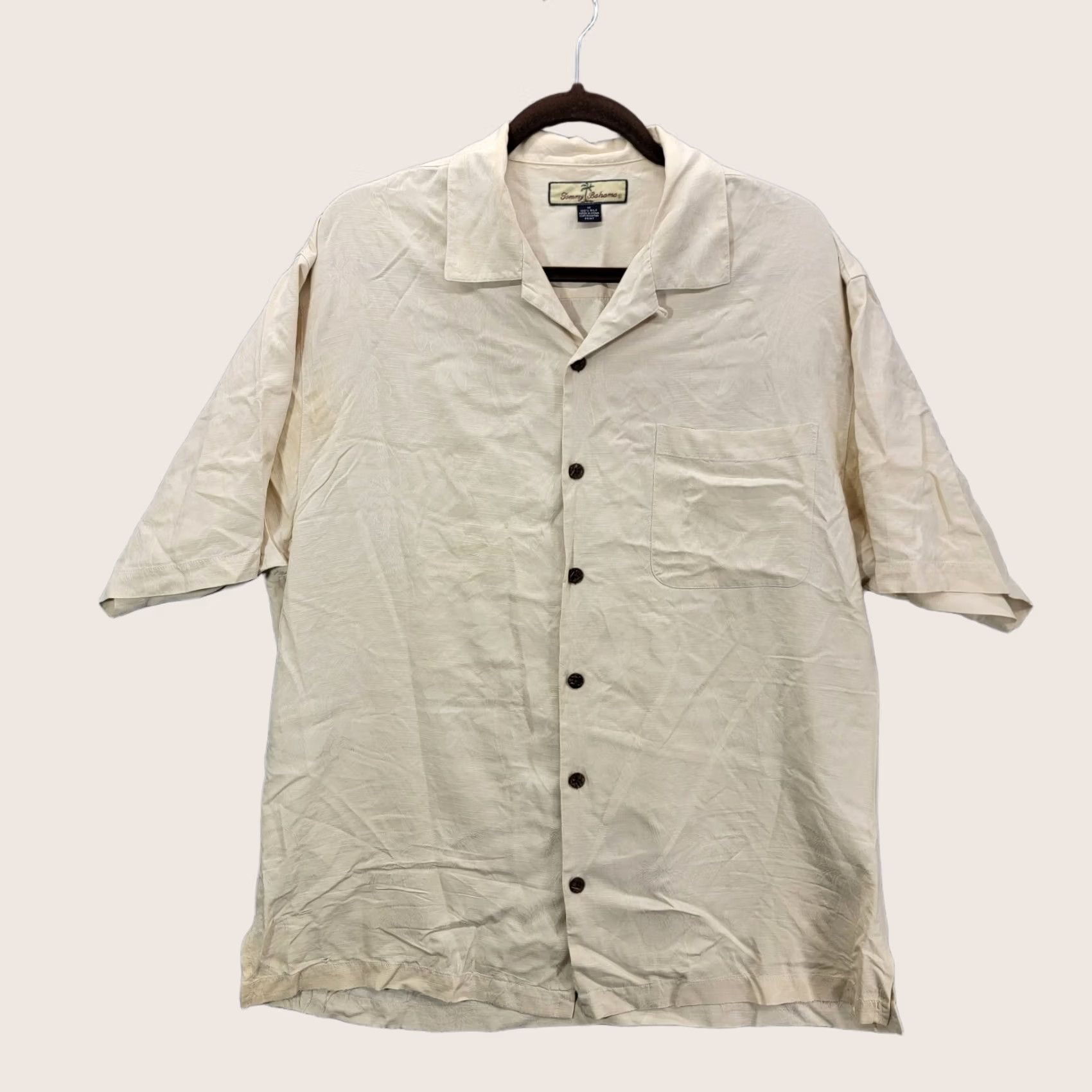 Tommy Bahama Tommy Bahama Men’s Size M Medium 100% Silk Button Up Shirt Beige Short Sleeve Shirt Size US M / EU 48-50 / 2 - 1 Thumbnail