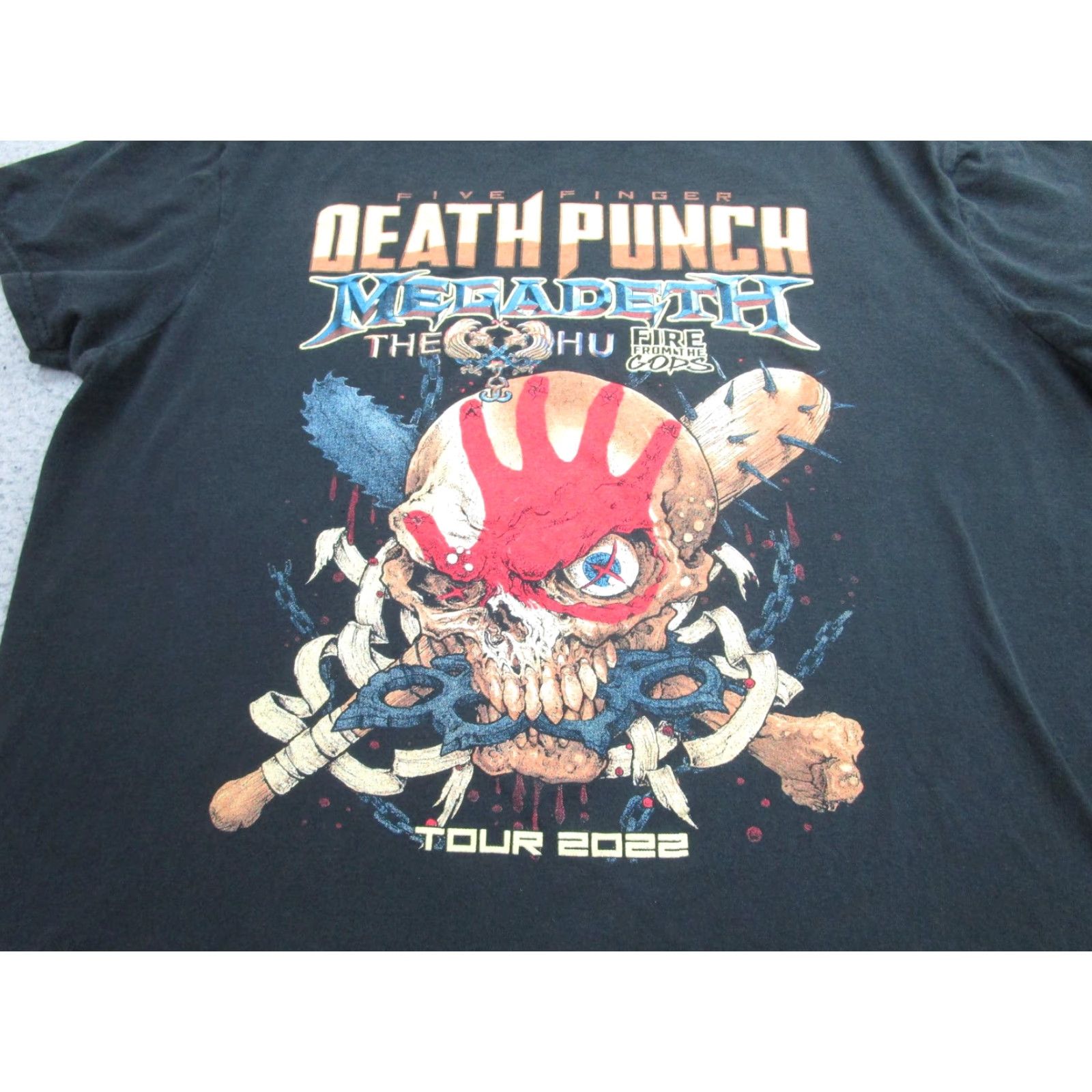 Gildan FIVE FINGER DEATH PUNCH Band T-Shirt Mens Large Black 2022 Tour Megadeth The Hu Rock Metal Size US L / EU 52-54 / 3 - 2 Thumbnail