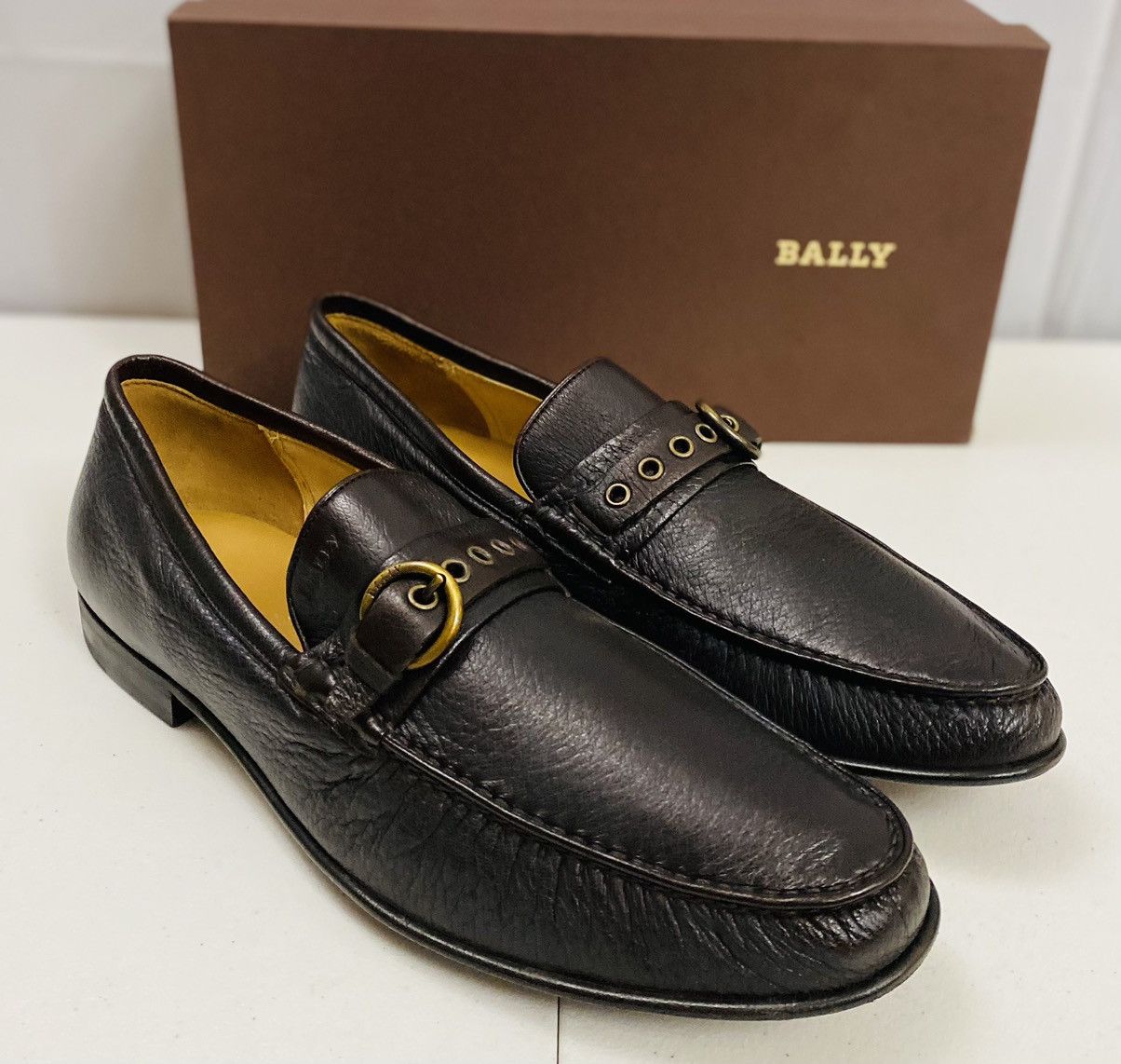 Bally Bally Dark Brown Deerskin Logo Buckled Strap Loafer 12 NIB Size US 12 / EU 45 - 15 Thumbnail