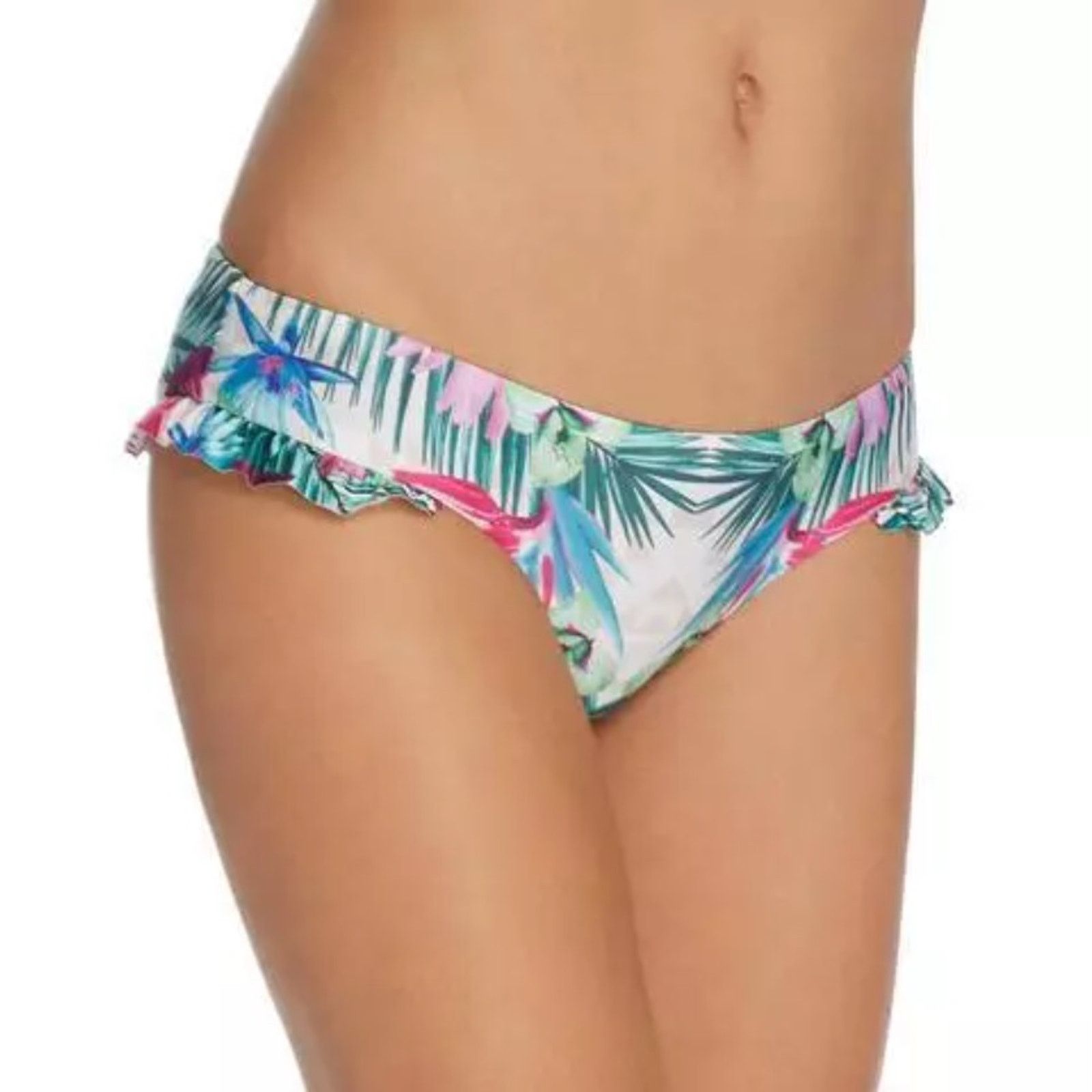 Unbrnd Isabella Rose Women Ruffled Hipster Swim Bikini Bottom Large in Green