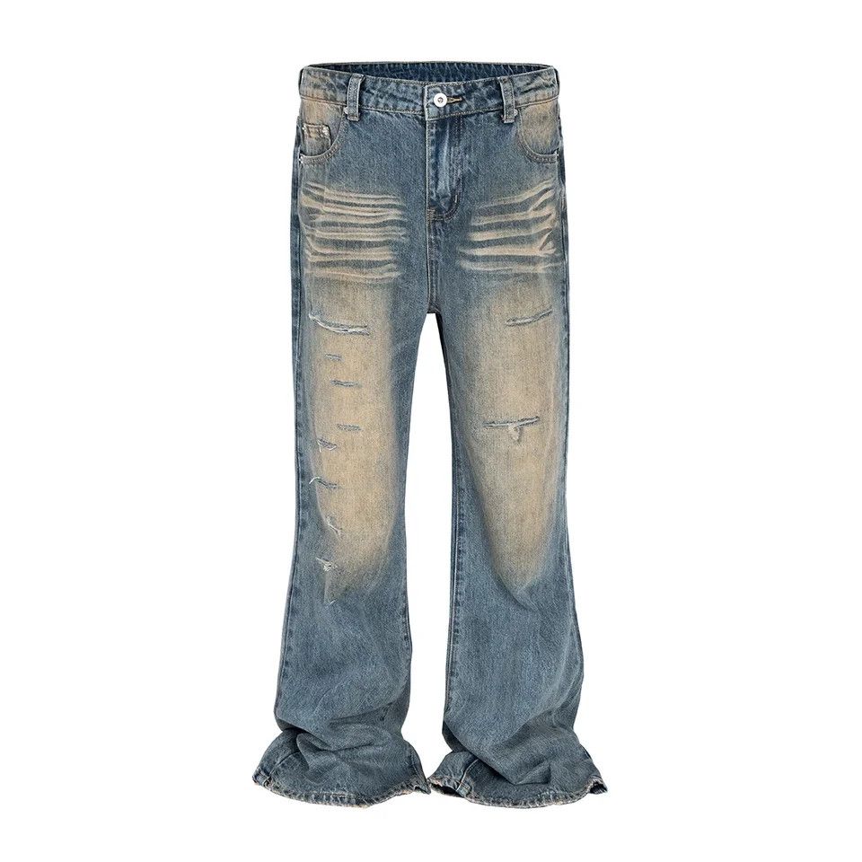 Japanese Brand Vintage Washed Dirty Yellow Mud Baggy Jeans Size US 33 - 4 Thumbnail
