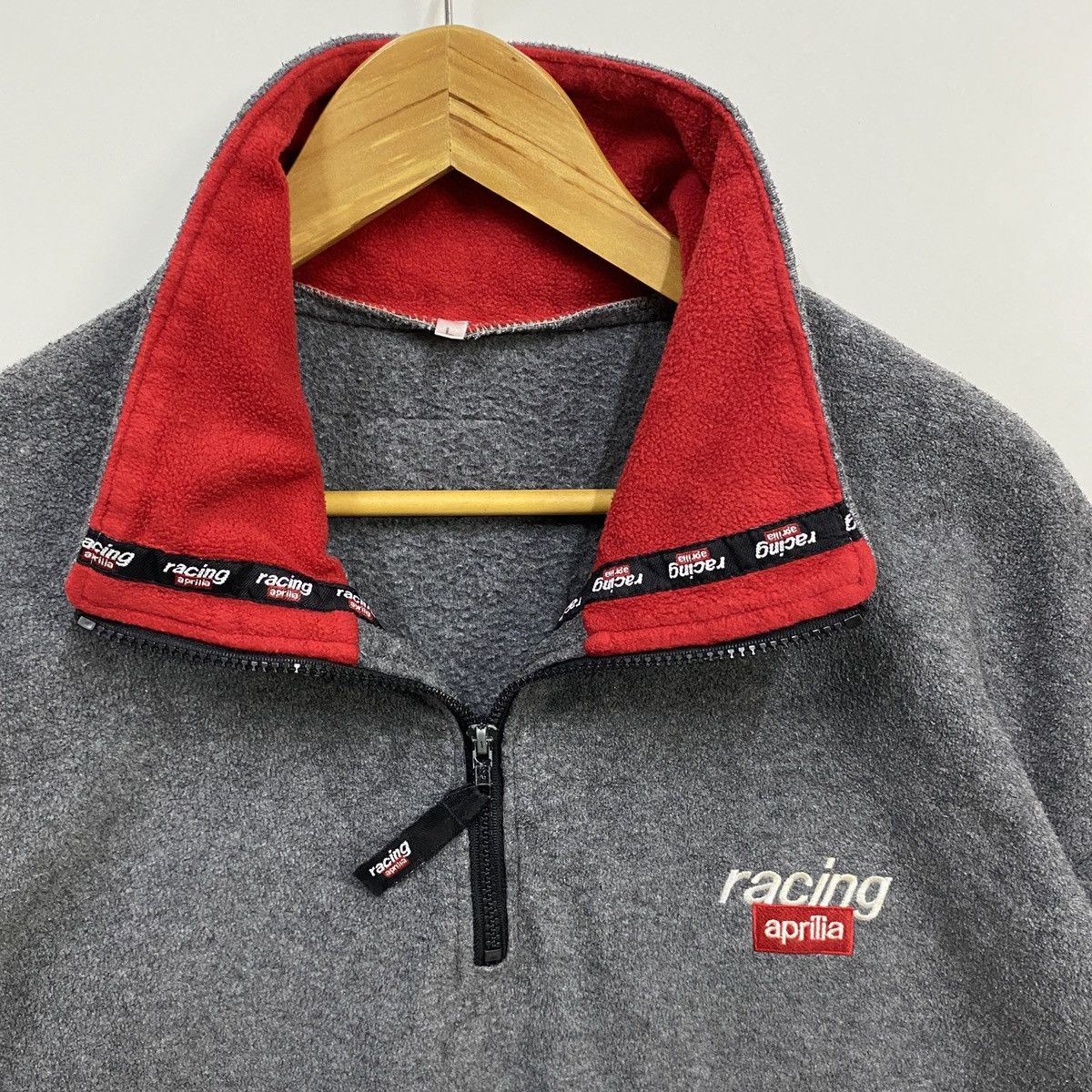 Vintage Vintage 90s Aprilia Fleece Quarter Zip Pullover Sweatshirt Size US L / EU 52-54 / 3 - 3 Thumbnail