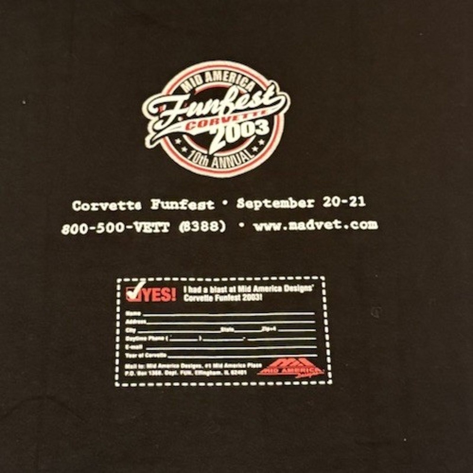 Delta Vintage Corvette T Shirt 2003 Funfest Delta Heavyweight XXL Size US XXL / EU 58 / 5 - 7 Thumbnail