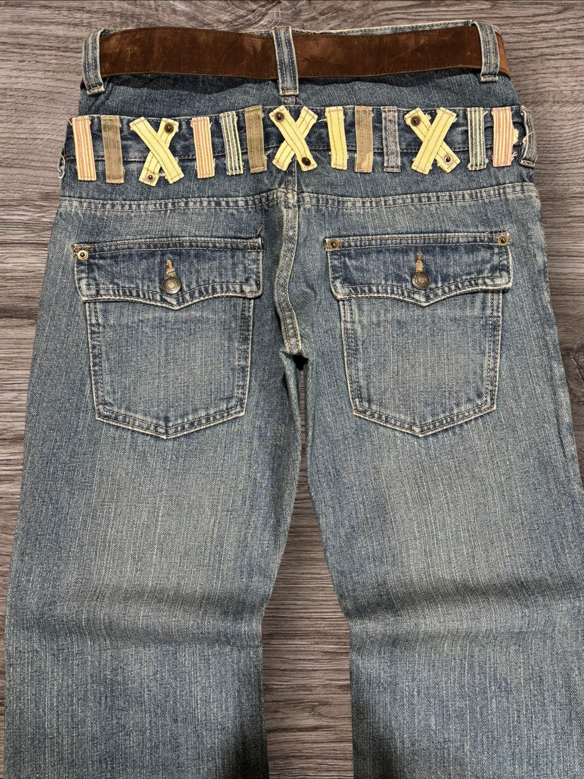 Vintage Vtg Japanese Brand Double Waist Faded Bondage Punk Jeans Size US 30 / EU 46 - 7 Thumbnail