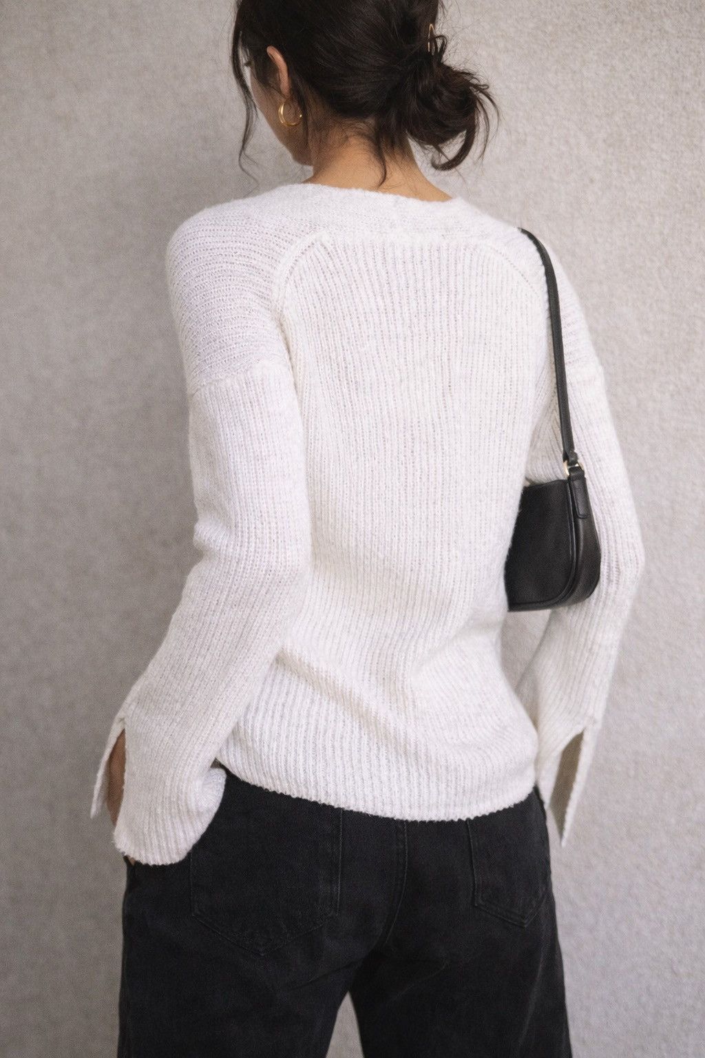 A.L.C. A.L.C. Nick Sweater White Ribbed Split Neck Slit Sleeve Sz M Size M / US 6-8 / IT 42-44 - 3 Thumbnail