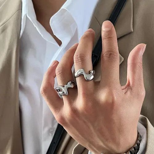 Jewelry Liquid Lava Irregular Ring Set – Minimalist Style Size ONE SIZE - 3 Thumbnail