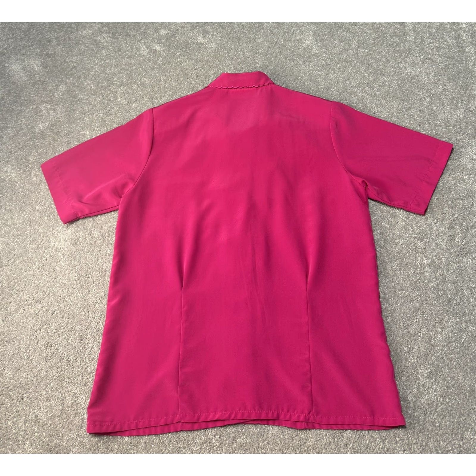 Vintage VINTAGE 80s Hot Pink Top Womens 8 Shoulder Pads Korea Dainty Lace Fairy Barbie Shirt 1980s Pink Womens 8 Size M / US 6-8 / IT 42-44 - 2 Thumbnail