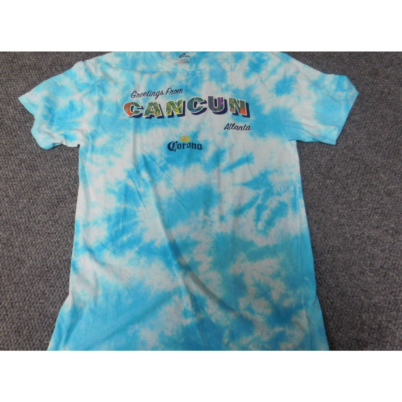 Vintage Corona Mens shirt Medium Blue tie dye atlanta cancun mexico Size US M / EU 48-50 / 2 - 3 Thumbnail
