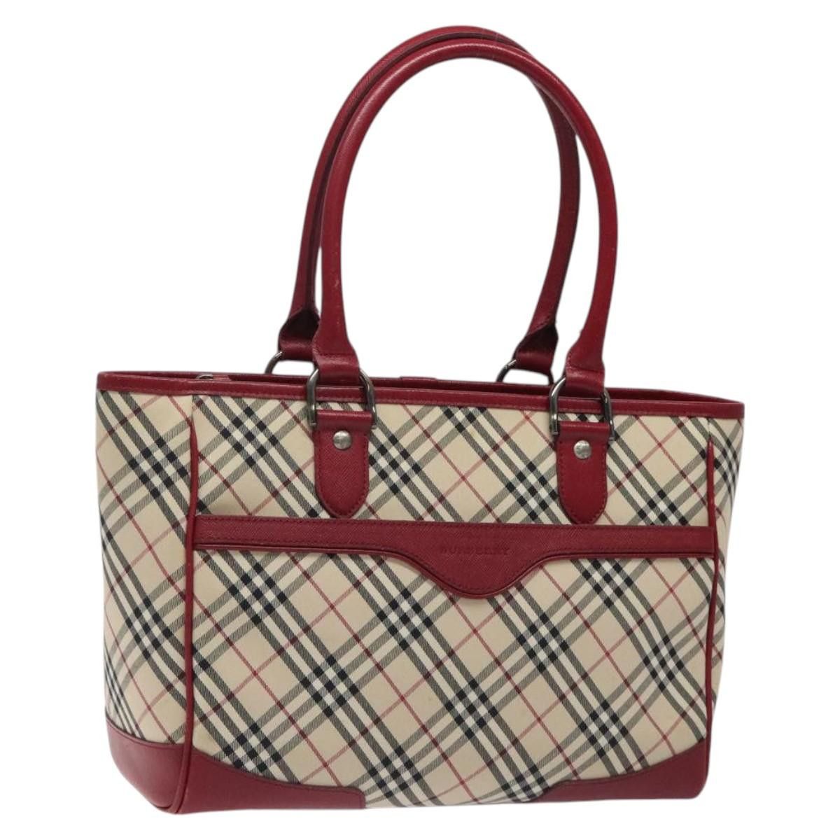 Burberry Nova Check Tote Bag Canvas Beige Auth 123324, Women's