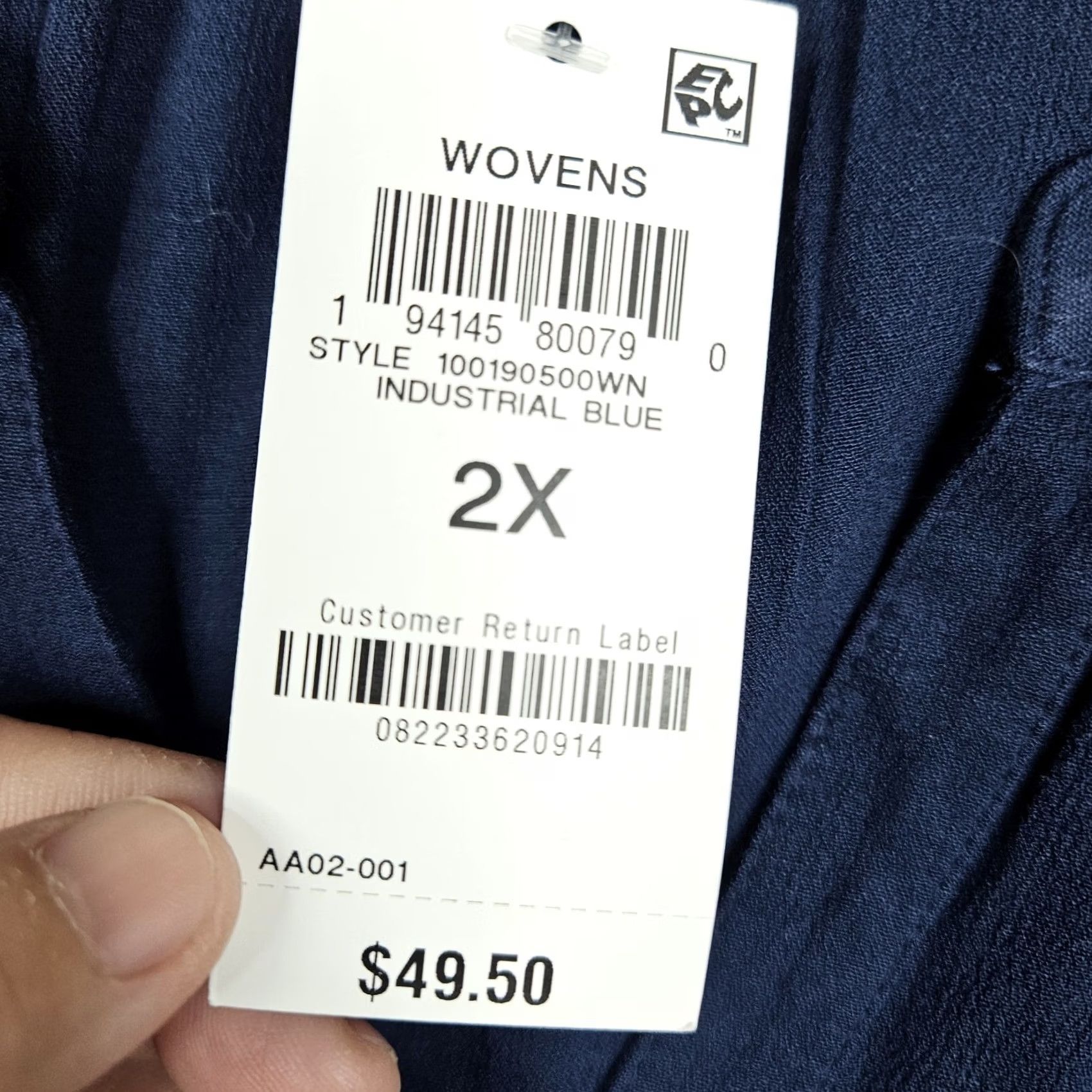Vintage STYLE & Co. Industrial Blue V-Neck Peasnt Women's Blouse Size 2X Size XXL / US 16-18 / IT 52-54 - 4 Thumbnail