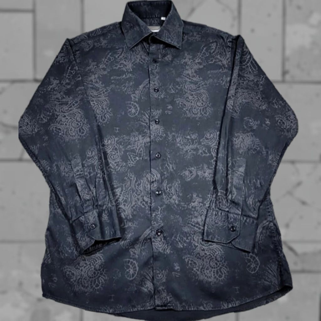 Vintage VINTAGE Bullock & Jones Shirt Mens L Brown Gray Paisley Button-Up Collared Long Sleeve 1960s 70s 80s Floral Geometric Size US L / EU 52-54 / 3 - 1 Thumbnail