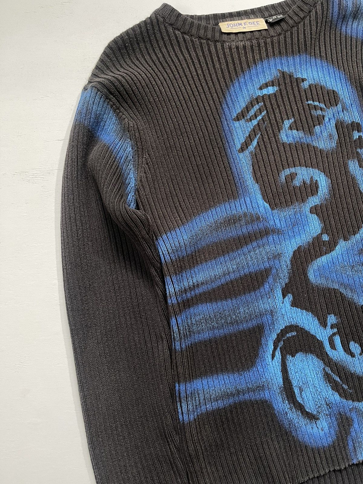 Japanese Brand Faded Dirty Y2K Dragon Japan Style Thrashed Ribbed Sweater Size US M / EU 48-50 / 2 - 7 Thumbnail