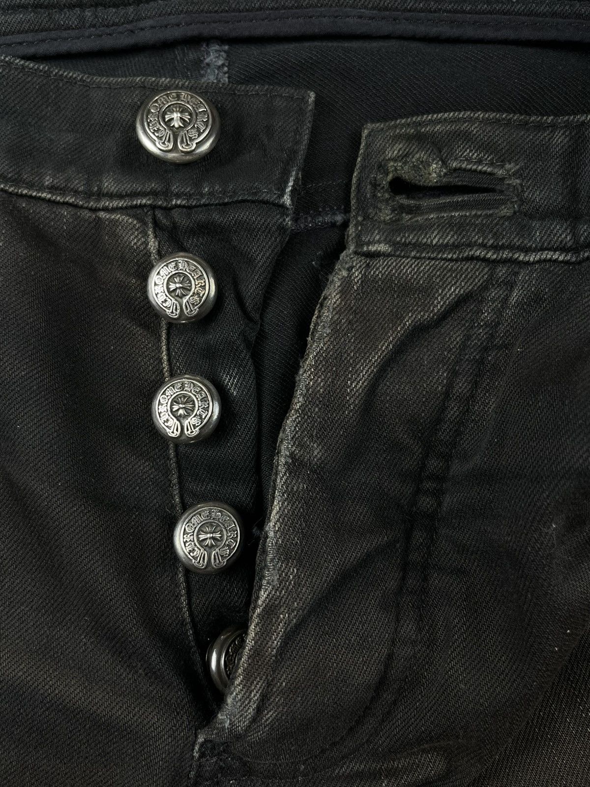 Chrome Hearts Chrome Hearts Thrashed Faded Fleur Knee Silver Denim Jeans Size US 30 / EU 46 - 16 Thumbnail