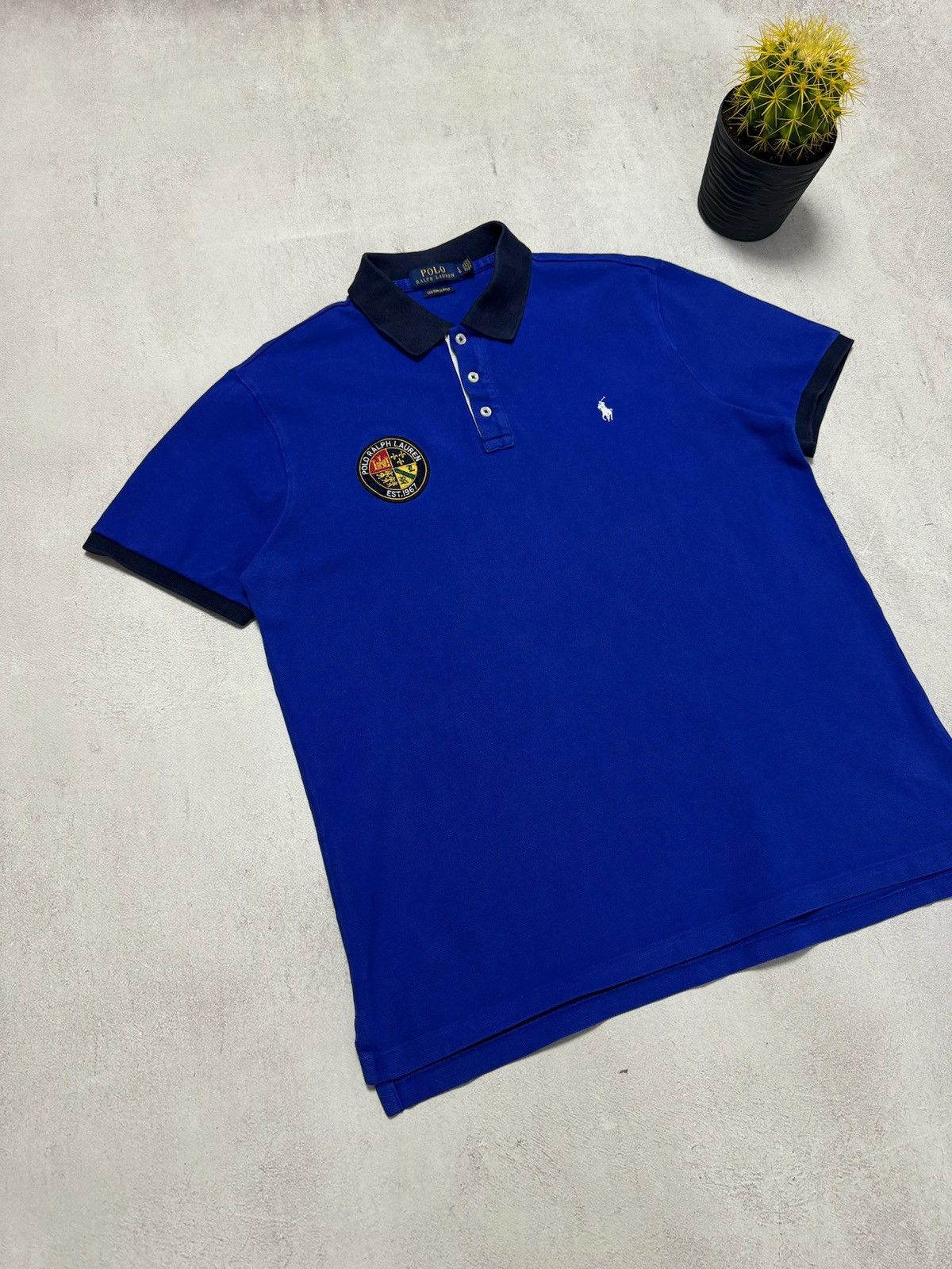 Polo Ralph Lauren Vintage Polo Ralph Lauren Polo Shirt Rugby Blue Mens L Size Size US L / EU 52-54 / 3 - 2 Thumbnail