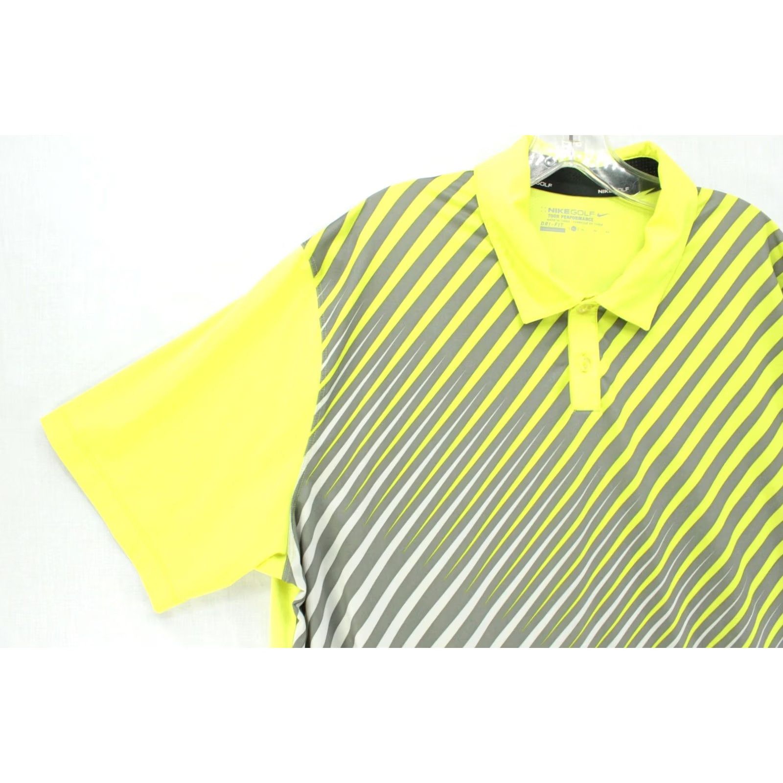 Nike Nike Polo Shirt Mens XL Volt Neon Yellow Gray Striped Performance Golf Active Preppy Shirt Size US XL / EU 56 / 4 - 4 Thumbnail