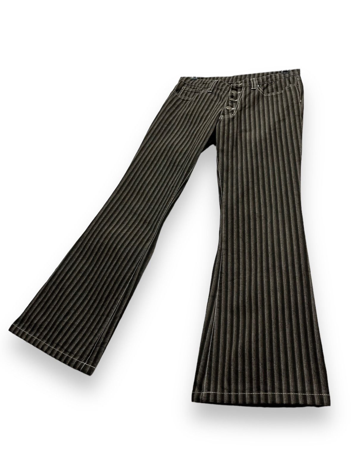 FLARE🔥VTG TORNADO MART JAPAN Brown Hickory Stripes Denim🔥