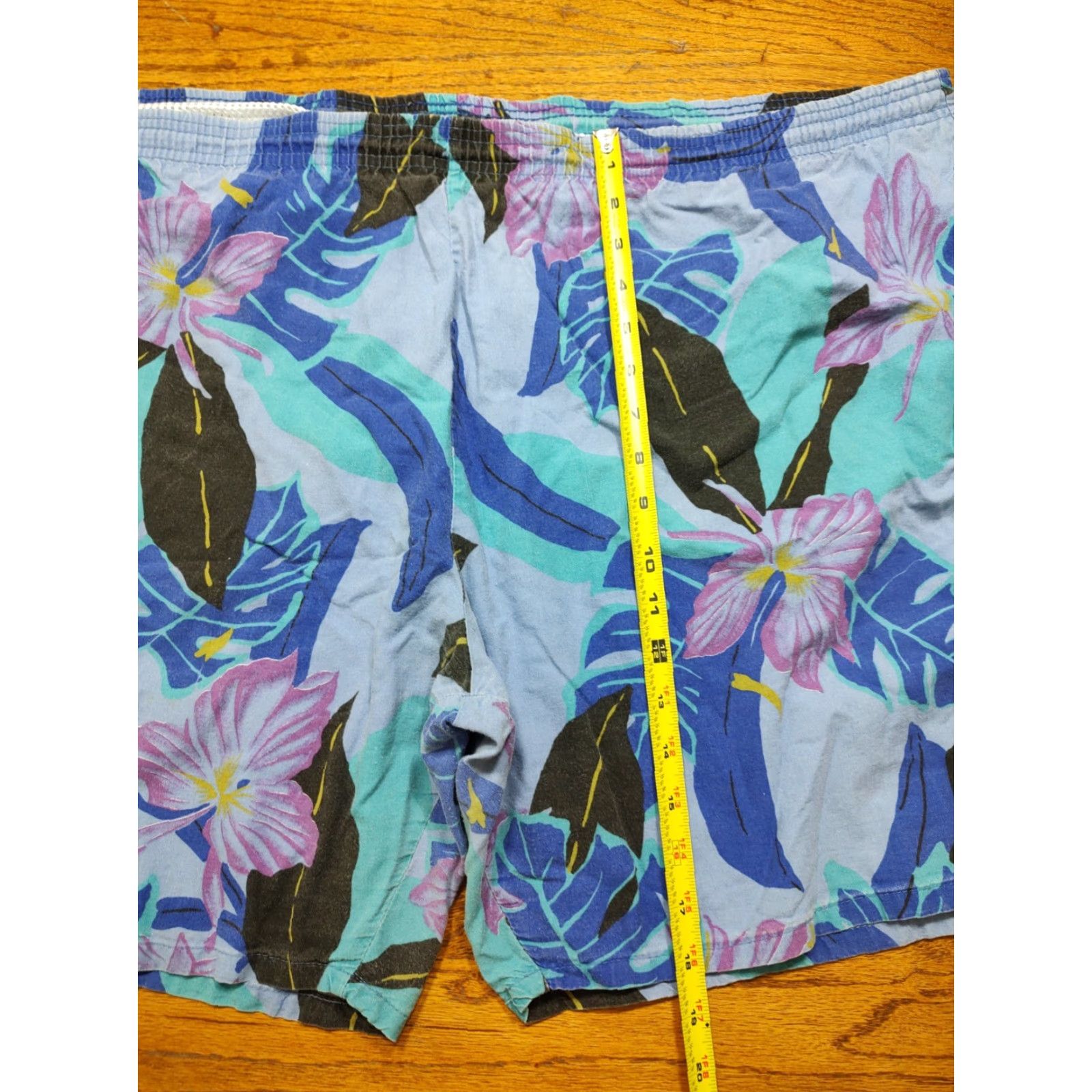 Vintage VINTAGE 80s Marina of California Hawaiian Swim Short Mens 2XL Blue Floral USA Swim Bottoms Size US 39 - 7 Thumbnail