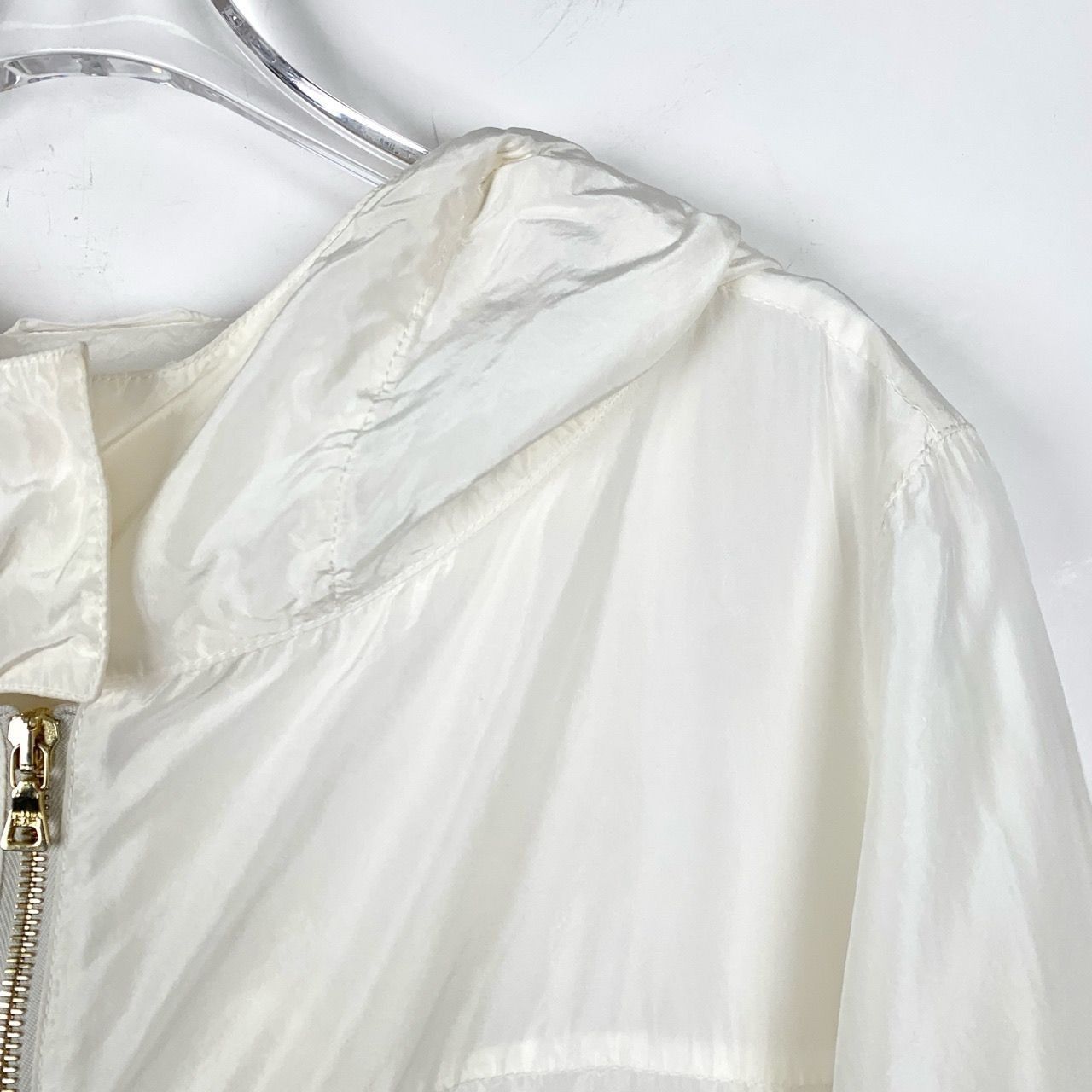 Prada Prada Milky White Hooded Silk Blend Zip-Up Jacket Size S / US 4 / IT 40 - 8 Thumbnail