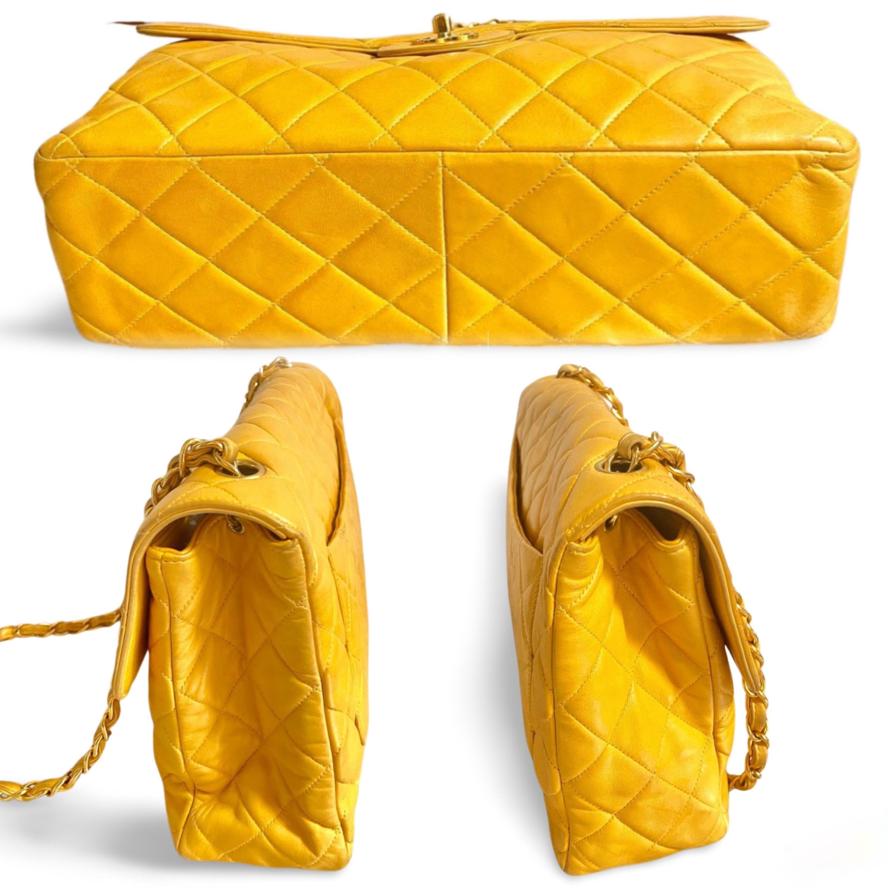 Chanel Vintage Chanel 2.55 bag, large size shoulder bag in yellow Size ONE SIZE - 7 Thumbnail