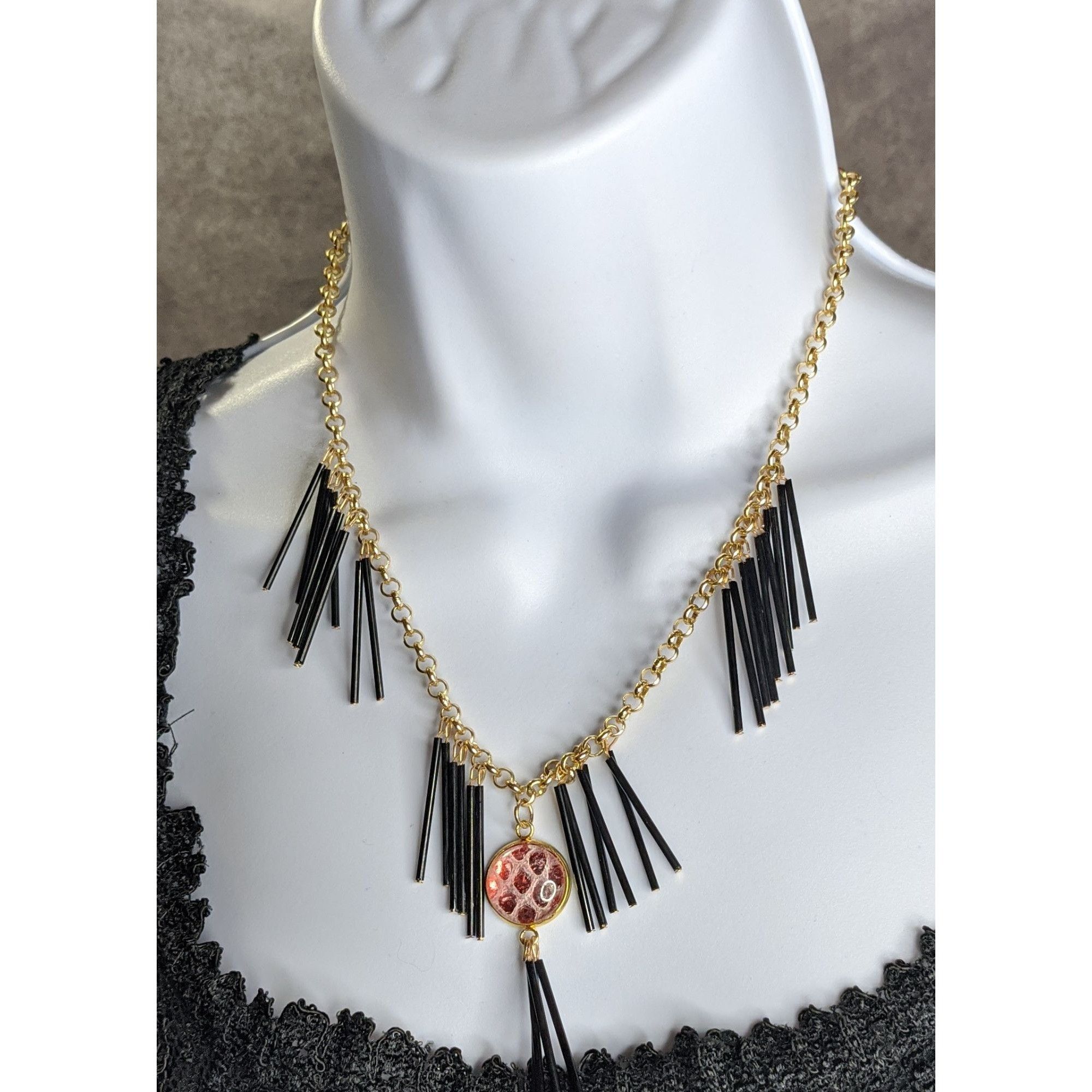 Other Whimsical Fantasy Dragon Scale Necklace With Spikey Fringe Size ONE SIZE - 5 Thumbnail