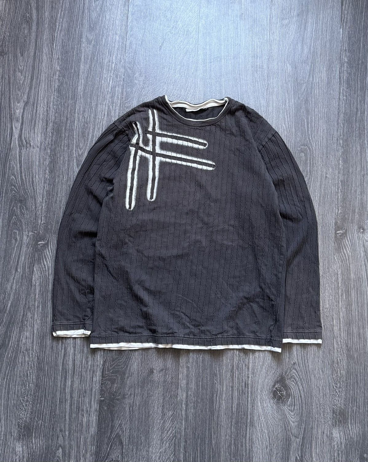 Pre-owned Avant Garde Y2k Avantgarde Japanese Style Claws Print Long Sleeve In Grey