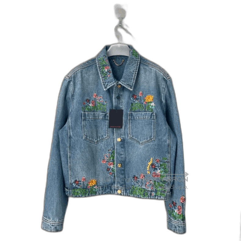 Louis Vuitton Louis Vuitton washed blue embroidered floral denim jacket. Size US XL / EU 56 / 4 - 1 Thumbnail