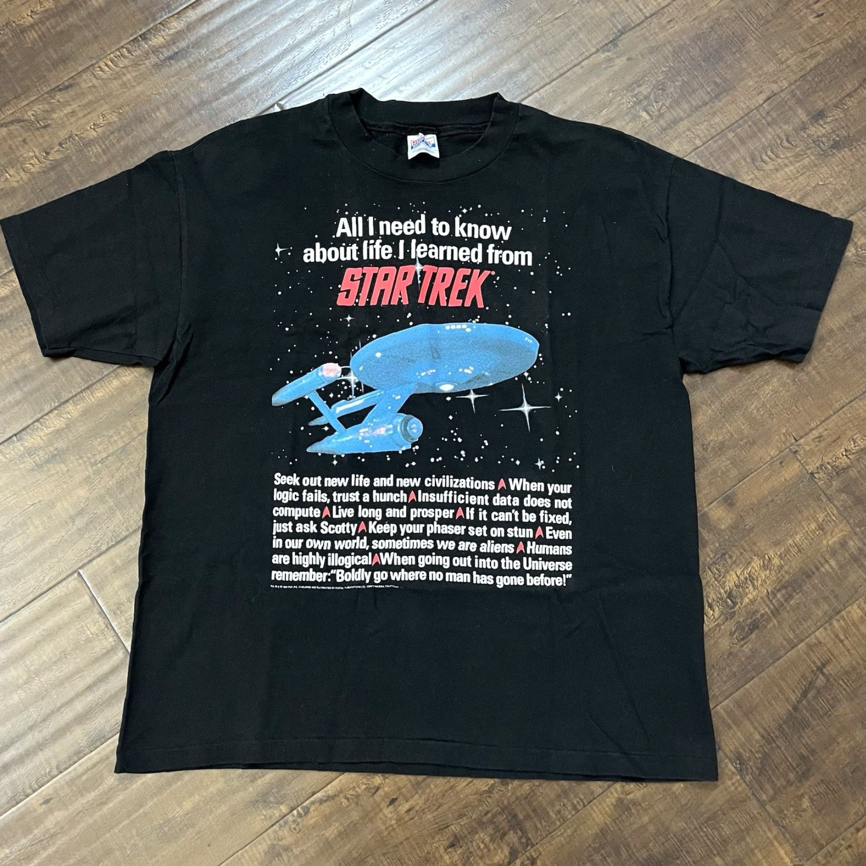Hanes VINTAGE Hanes Star Trek 90s T-Shirt XL Black Sci-Fi USS Enterprise Captain Kirk Mens Size US XL / EU 56 / 4 - 2 Thumbnail