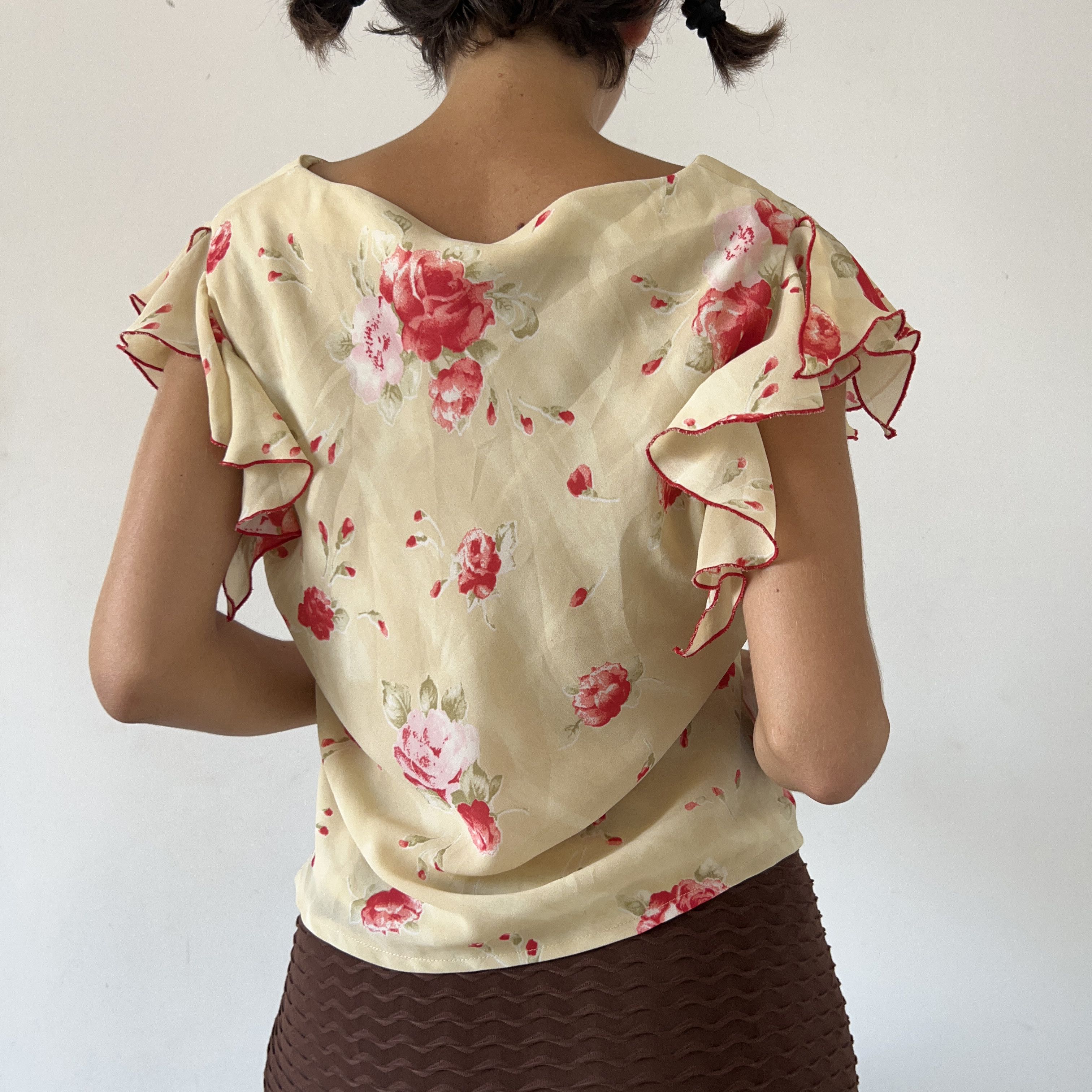 Vintage Vintage frilly floral crop blouse Size XL / US 12-14 / IT 48-50 - 2 Thumbnail