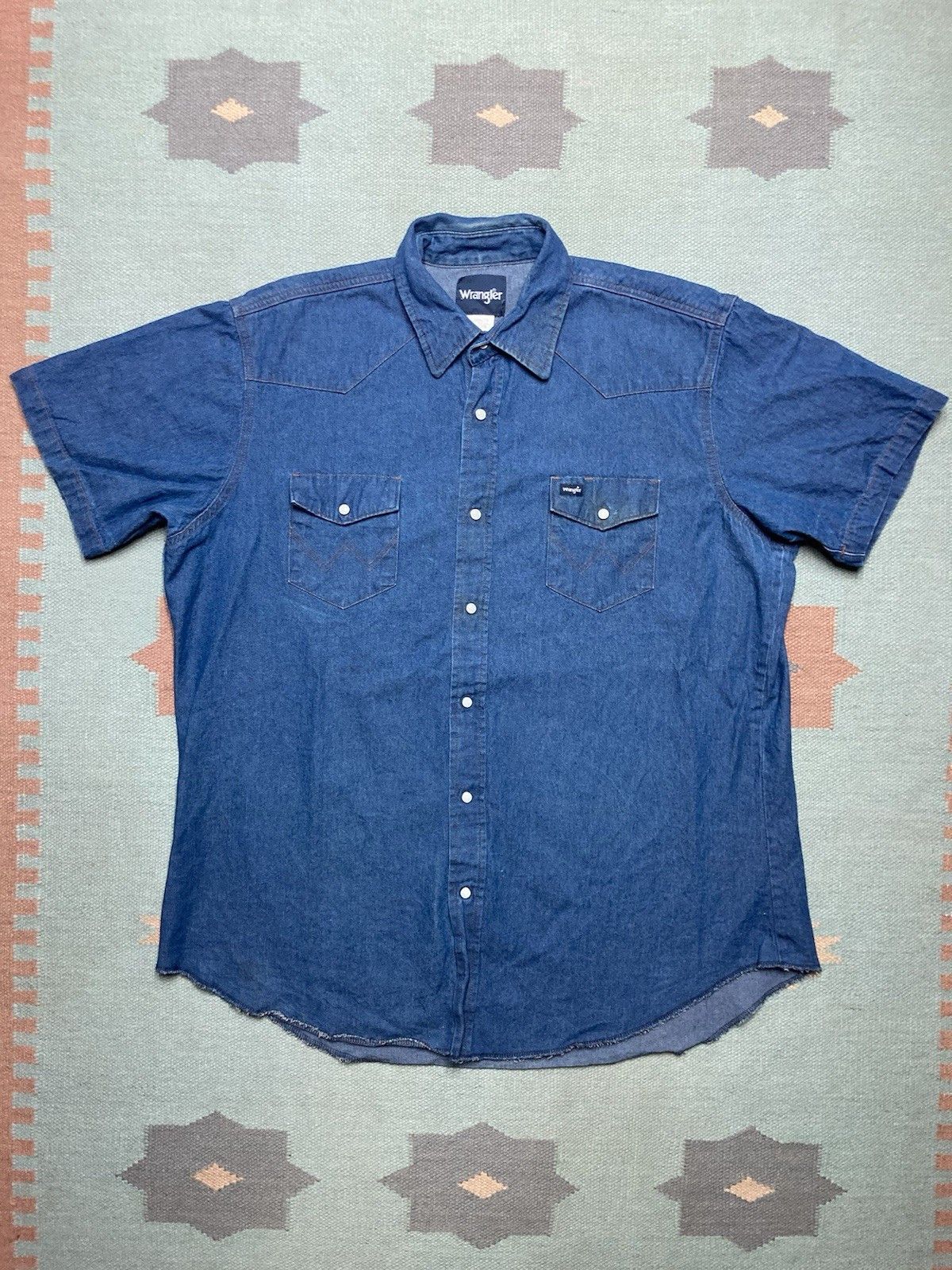 Vintage × Wrangler Vintage wrangler denim Pearl snap shirt cowboy western XXL T Size US XXL / EU 58 / 5 - 1 Thumbnail
