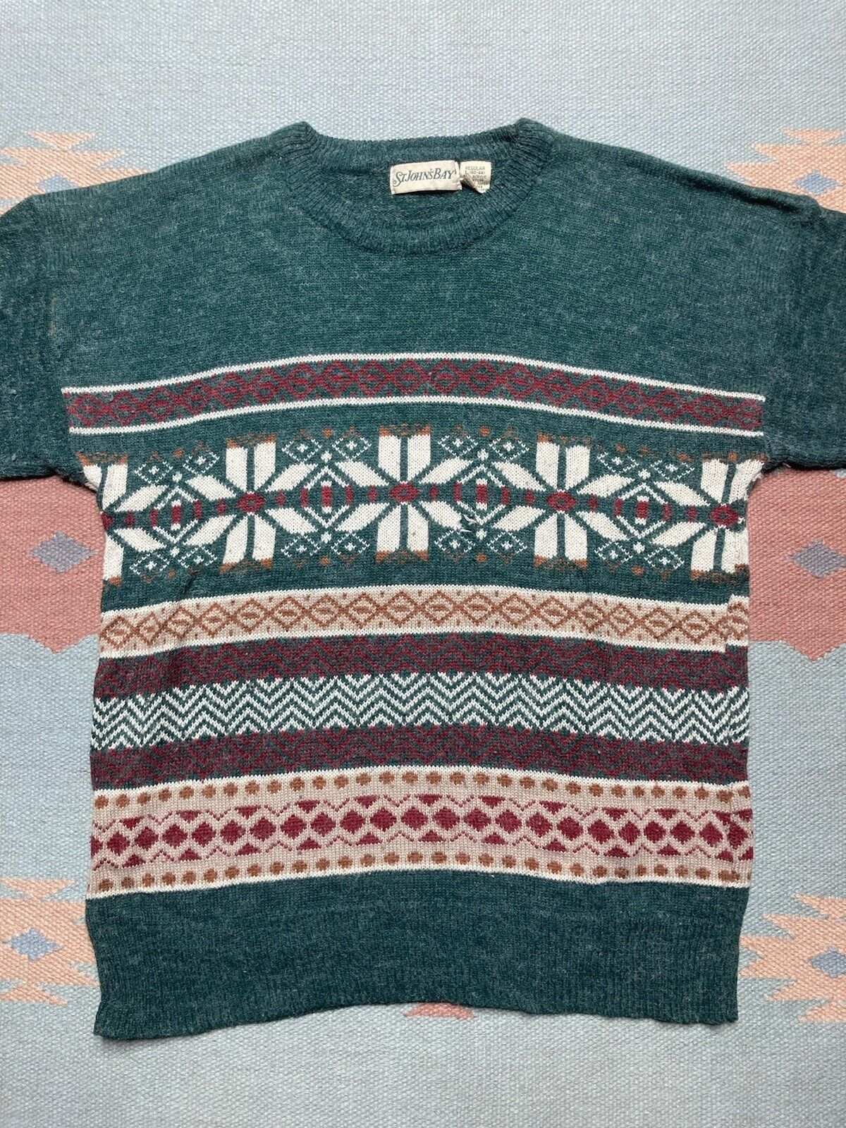 St. Johns Bay × Vintage acrylic knit sweater geometric abstract St. John’s bay large Size US L / EU 52-54 / 3 - 2 Thumbnail