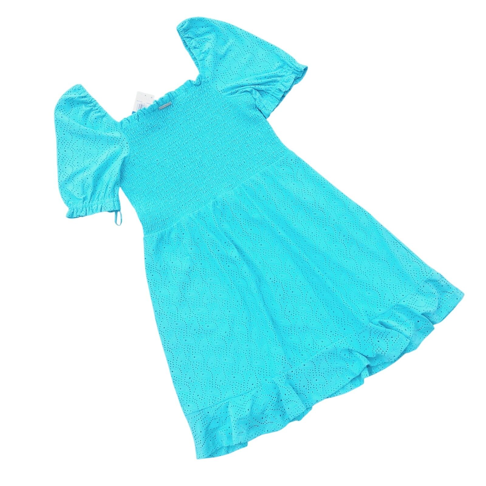 Michael Kors Michael Kors Women Turquoise Eyelet Peasant Dress Size XL Size XL / US 12-14 / IT 48-50 - 4 Thumbnail