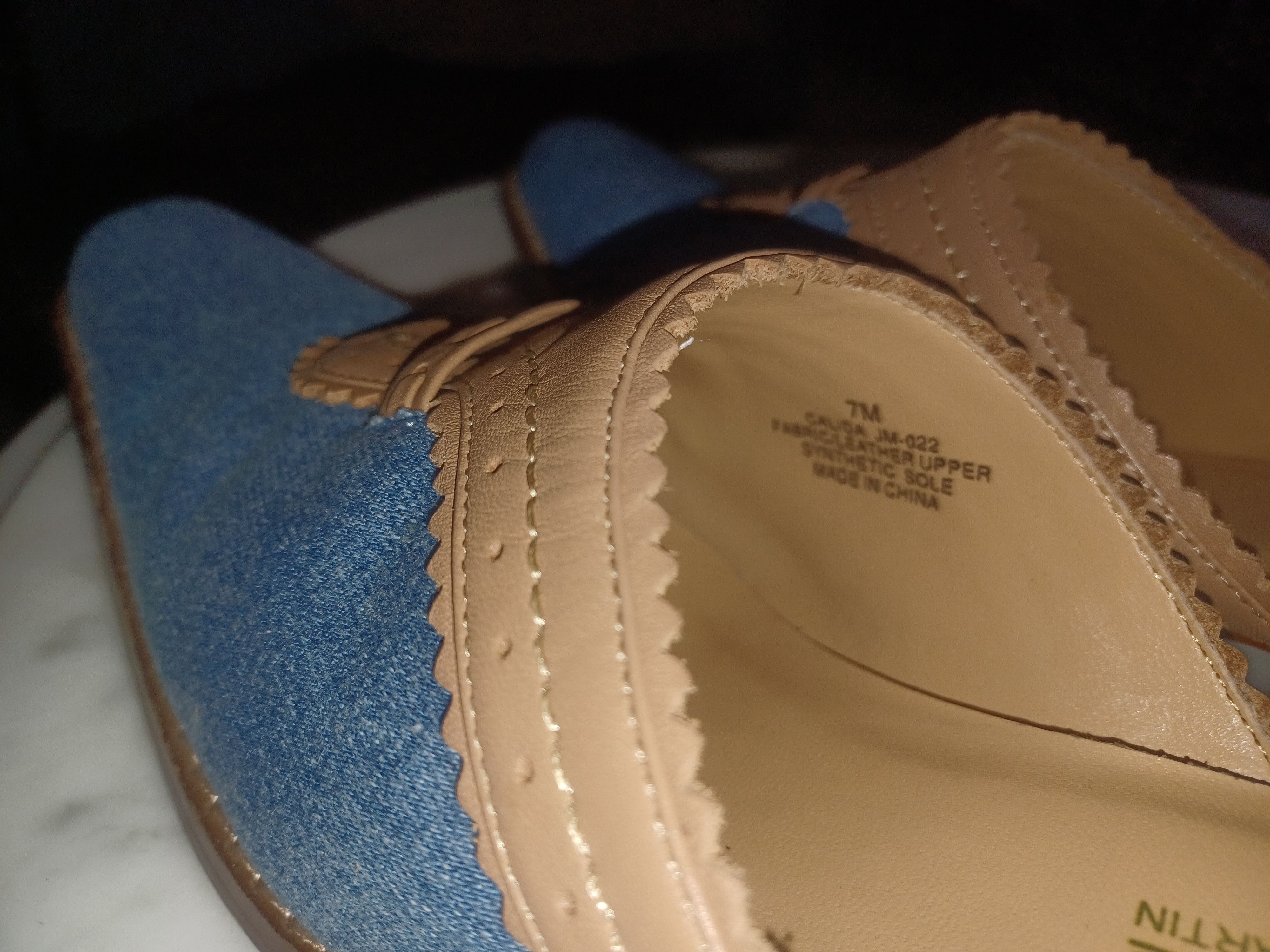 Other Studio Designs Women's Slip-On Heels 7M Denim Blue & Tan Size US 7 / IT 37 - 5 Thumbnail