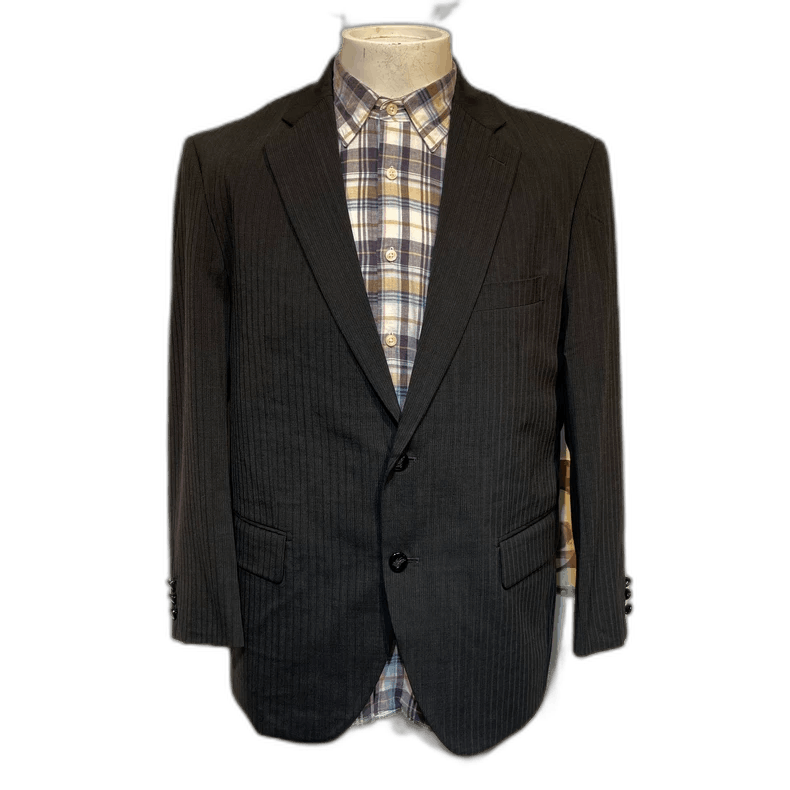Vintage Burberry Black Pinstripe Suit Jacket
