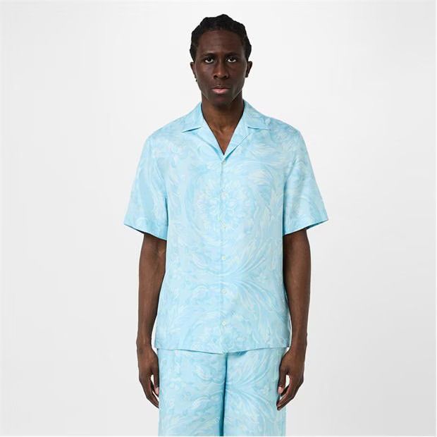 Versace o1g2r1mq0824 Barocco Silk Shirts in Light Blue Size US XL / EU 56 / 4 - 3 Thumbnail