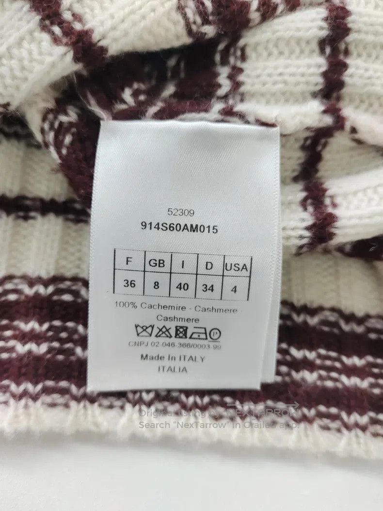 Dior Dior Wine red and white striped cashmere sweater Size XS / US 0-2 / IT 36-38 - 4 Thumbnail