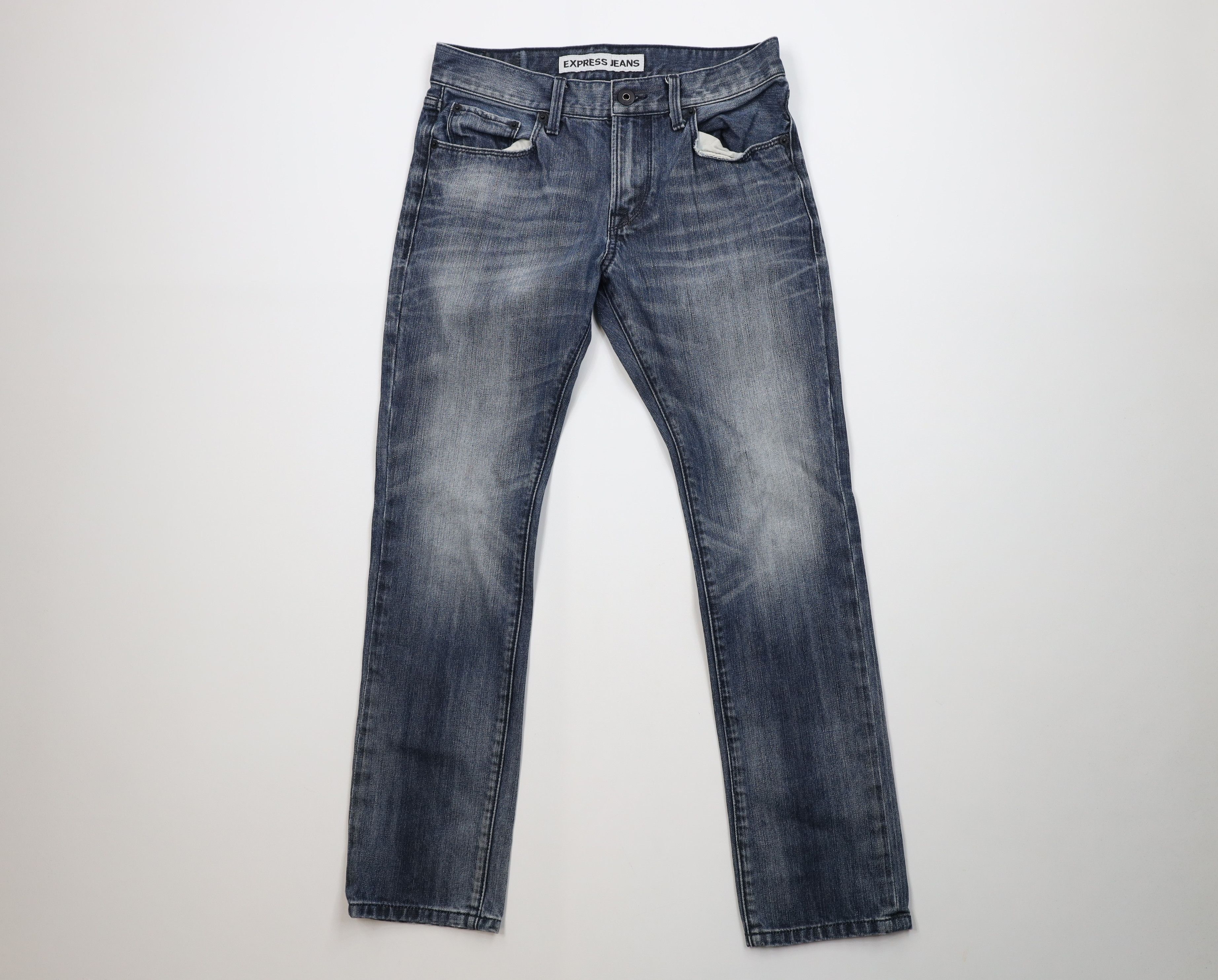 Express Express Rocco Slim Fit Skinny Leg Denim Jeans Blue Cotton Size US 29 - 1 Thumbnail