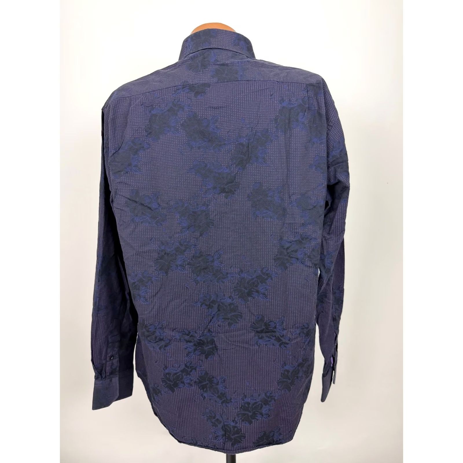 Vintage VINTAGE Visconti Uomo Shirt Men XL Floral Jacquard Black Button Up Mercereized Cotton Size US XL / EU 56 / 4 - 7 Thumbnail