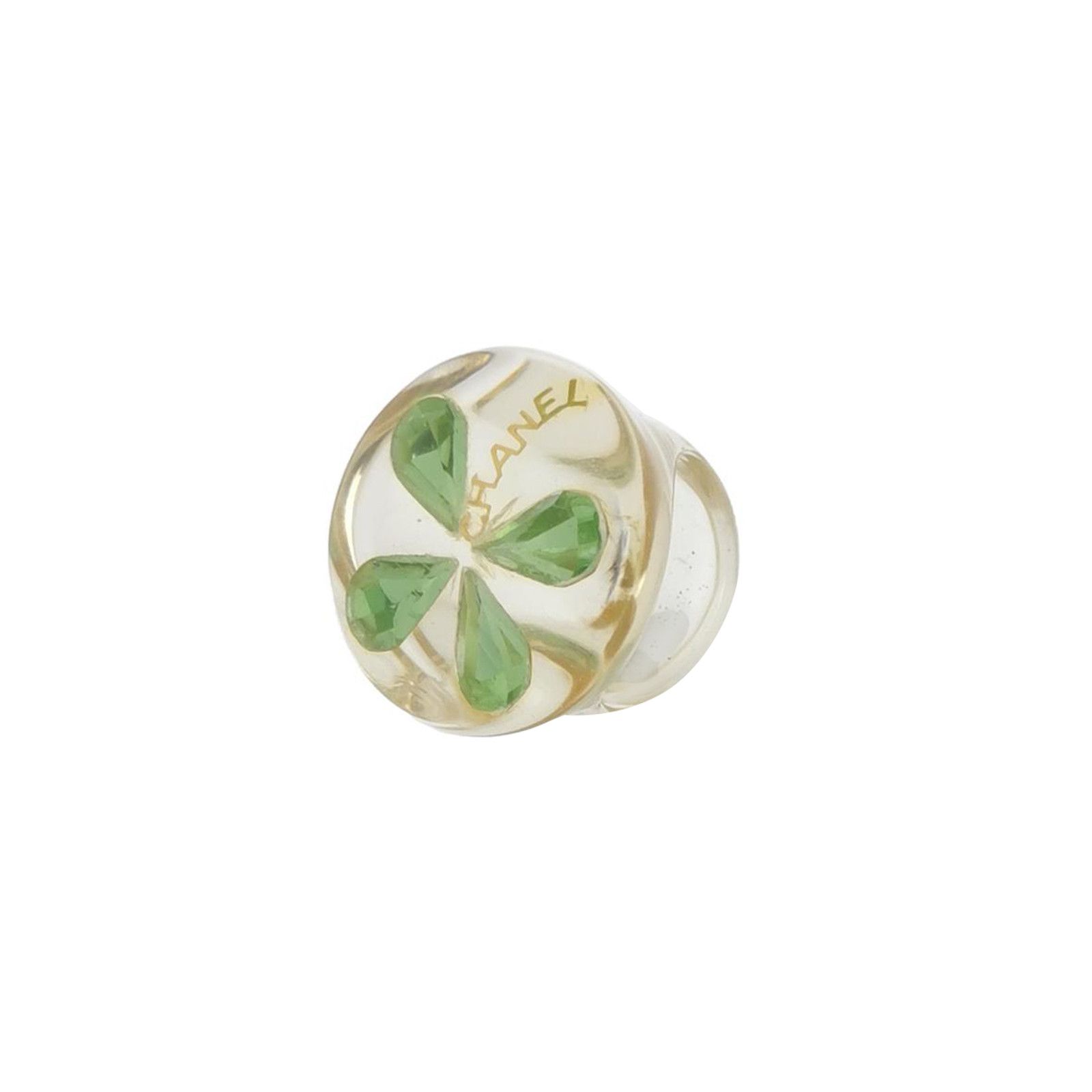 Chanel Crystal Letter Logo Vintage Ring Size 15 -z2505